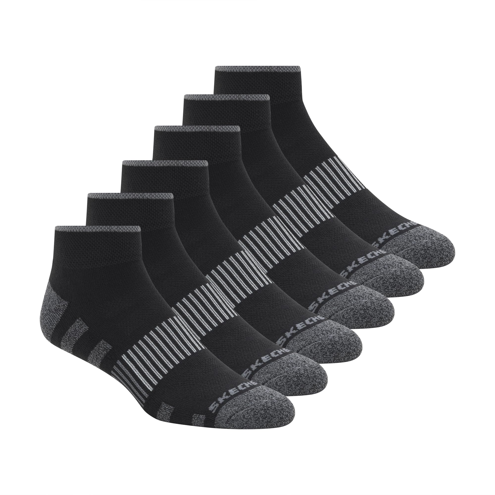 Skechers Men's Black 6 Pack Work Quarter Crew Socks, 9-13 Uk