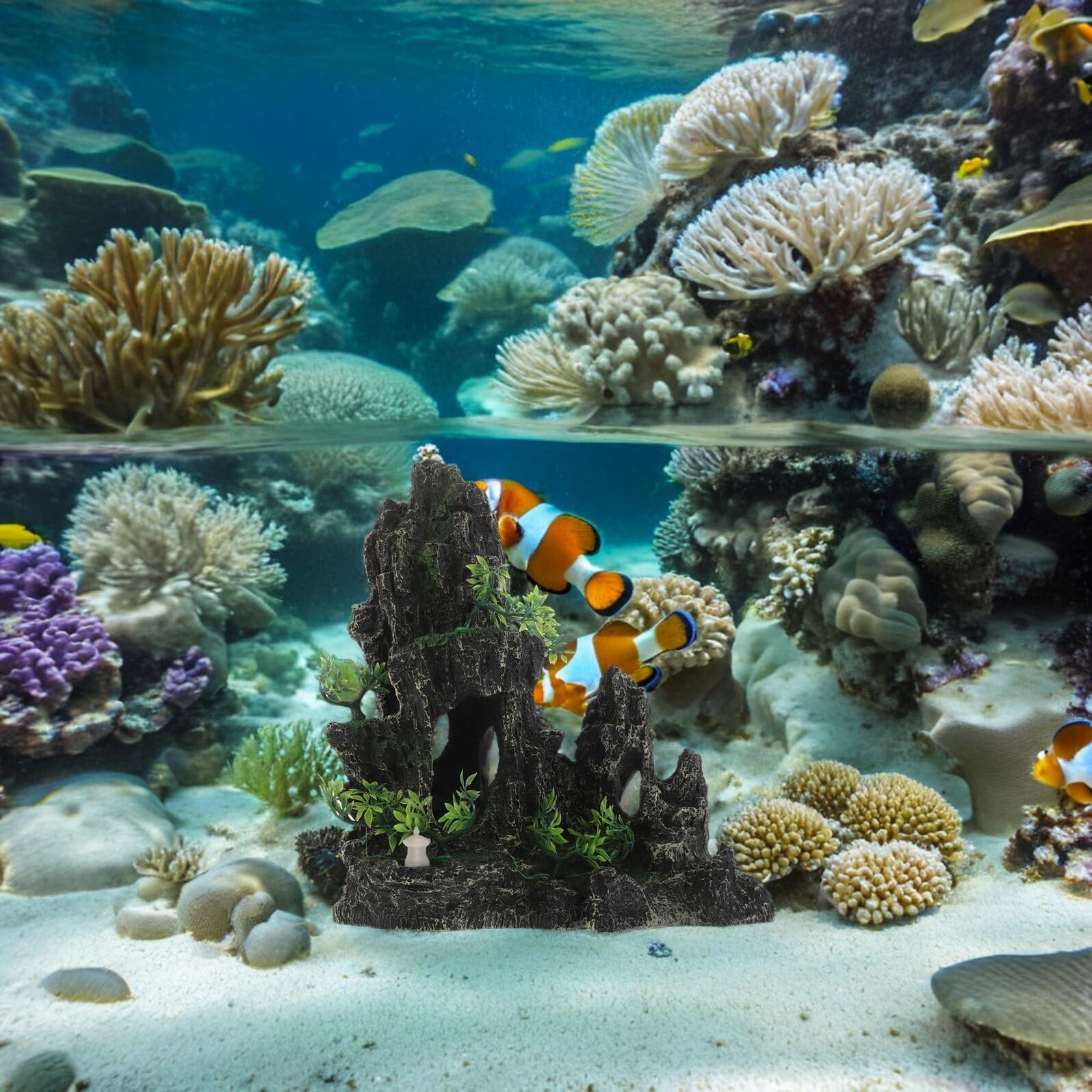 DOITOOL Decoración Pecera Piedra Artificial Resina Cueva Escondite para Peces y Camarones Refugio Seguro para Acuarios Pequeños y Grandes Equilibrado