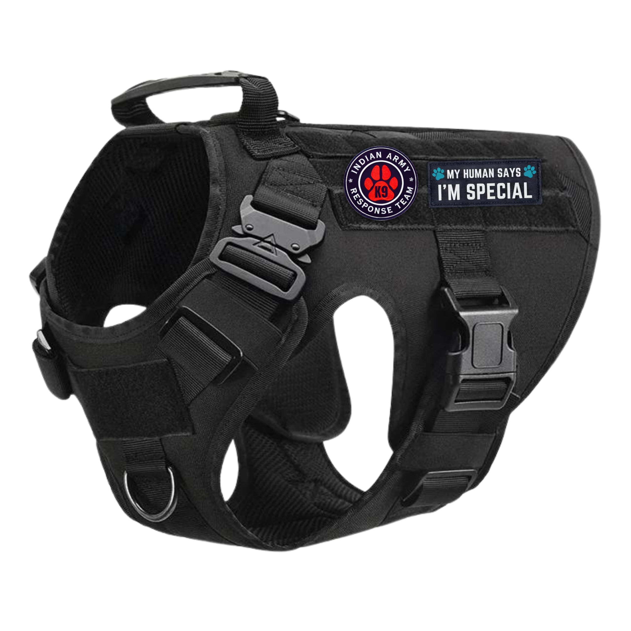 PET PEPPER Premium Dog Harness - Military Standard Metal Buckles || Free Velcro Patches || No-Pull Dog Vest || Breathable Mesh || Oxford Fabric || For All Dog Breeds (Blue, L), Large (B0D77GS17Z) Amazon Price History, Amazon Price Tracker