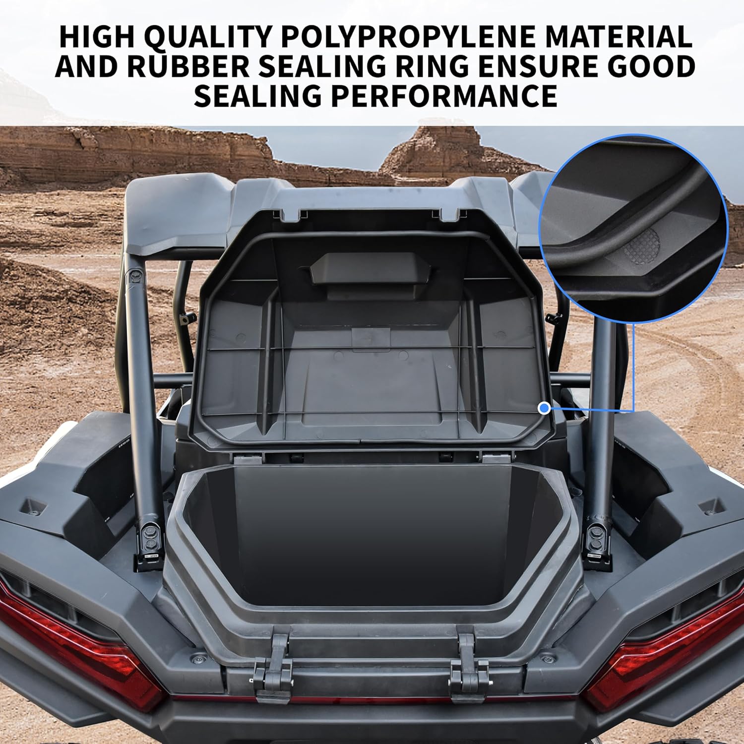 SAUTVS UTV 55 QT Rear Cargo Box for Polaris RZR XP 1000 / XP4 1000 2024 2025 Accessories, Poly Water Resistant Rear Cargo Storage Box Trunk Bed Bin, Replace OEM #2884525
