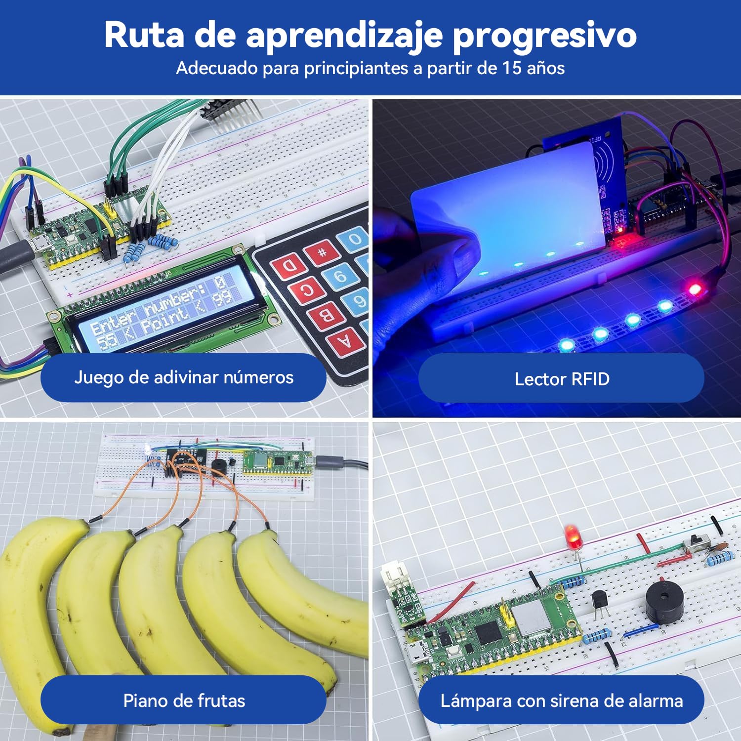 SUNFOUNDER Raspberry Pi Pico W Ultimate Starter Kit con tutoriales en línea, 454 artículos, 117 proyectos, Piper Make y C/C++, MicroPython, (Compatible con Arduino IDE)…