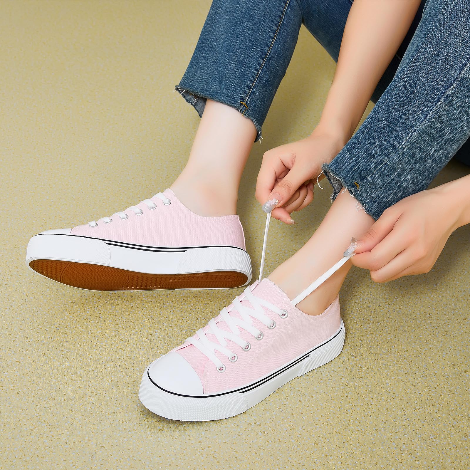 hash bubbie White Sneakers for Women Low Top Canvas Shoes Womens Canvas Sneakers Women's Fashion Sneakers Slip on Casual Tennis Shoes