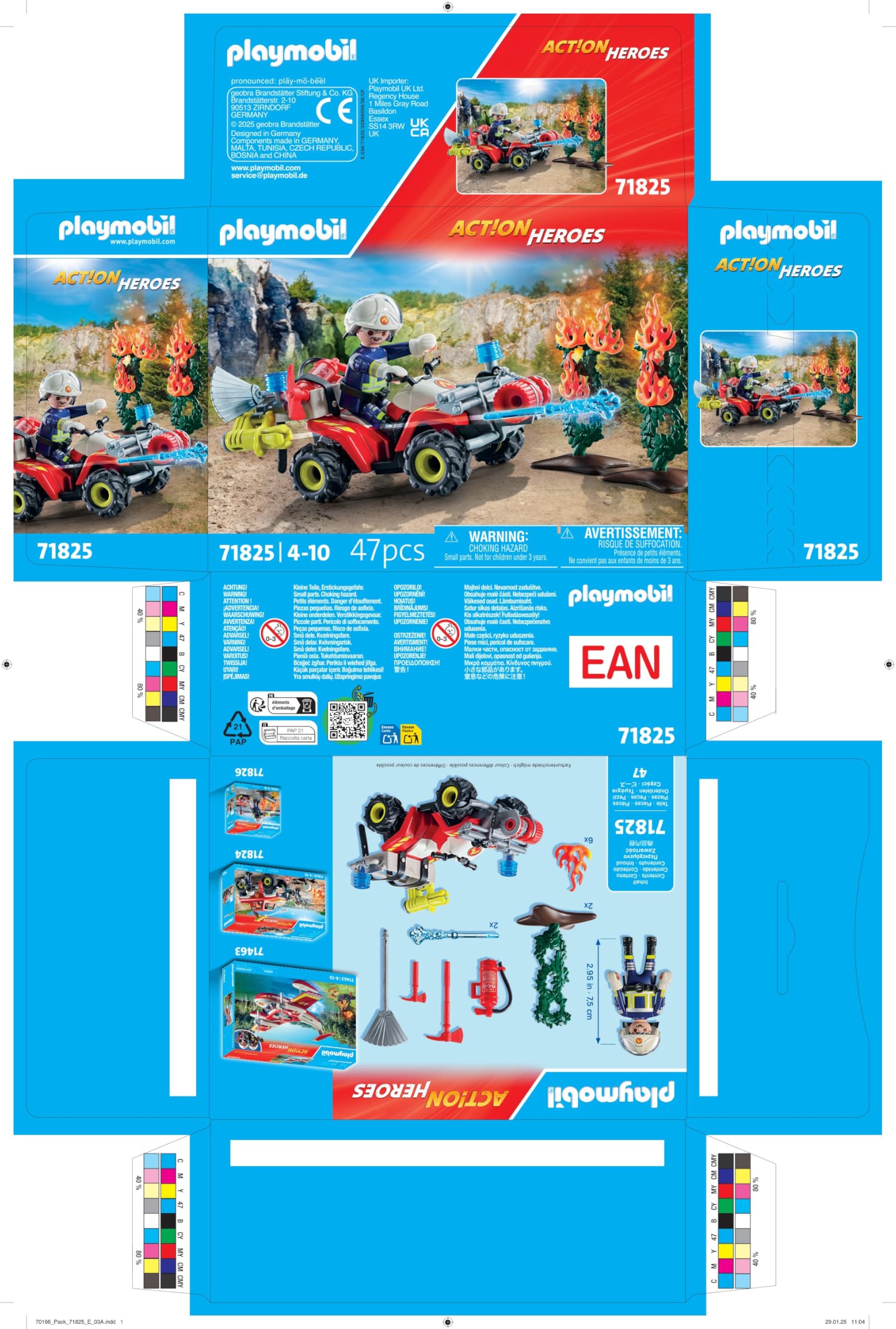 PLAYMOBIL | Action Heroes | Quad de Bomberos apaga Incendio de setos | Coche de Bomberos | Juguete para niños y niñas a Partir de 4 años | 71825