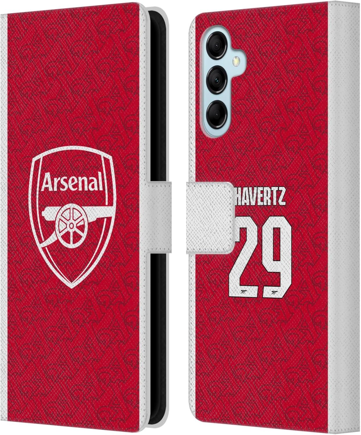 Head Case Designs Officially Licensed Arsenal FC Kai Havertz 2025/26 Players Home Kit Leather Wallet Case Compatible with Samsung Galaxy M14 5G