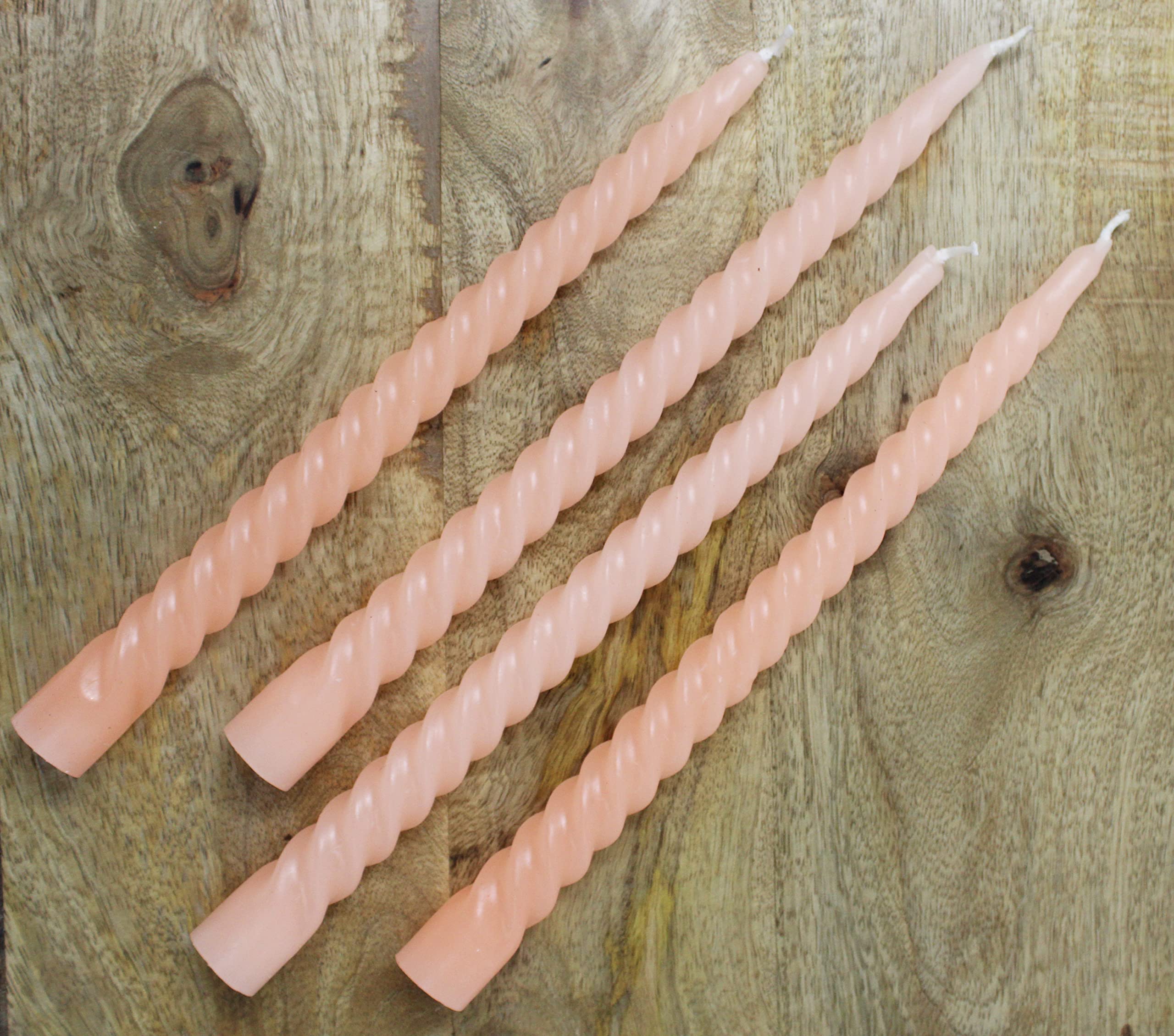 atorakushon Spiral Taper Stick Candles Handmade Twisted Candles-Set of 4 for Decoration Weddings Party Church Dripless Candles10 inch (Peach)-image-3