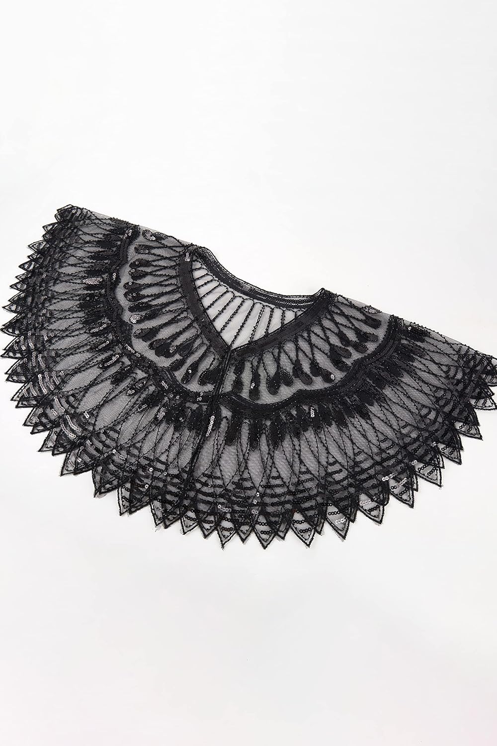 BABEYOND 1920s Shawl Wraps Sequin Beaded Evening Cape Bridal Shawl Bolero Flapper Cover Up - Image 3