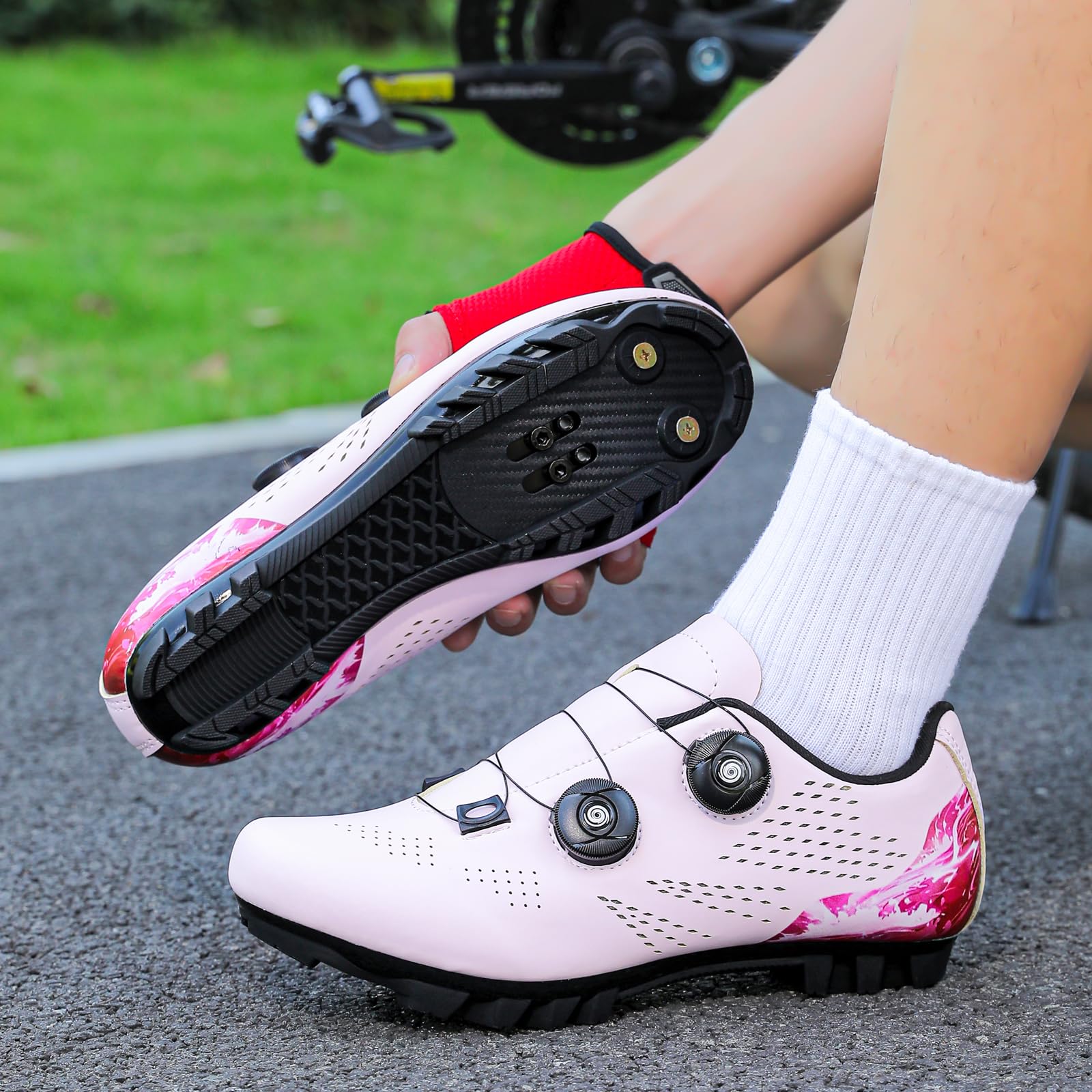 Mateju Zapatillas Ciclismo MTB Hombre Mujer, 36-47 EU Zapatillas Bicicleta de Montaña Hombre con Calas Respirables Antideslizantes para Deportes al Aire Libre