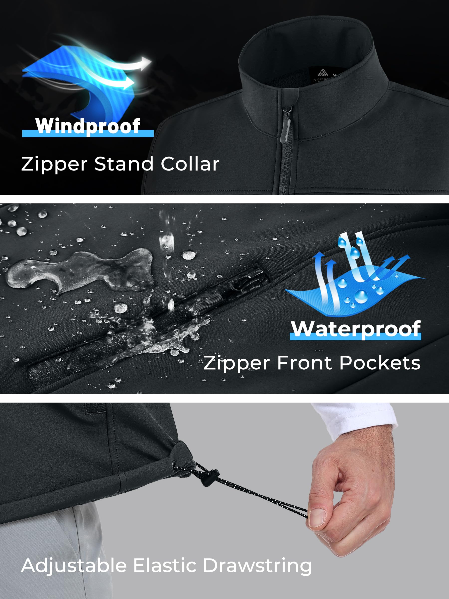 Gilet da golf da uomo, impermeabile, foderato in pile, giacca softshell antivento, senza maniche, leggera