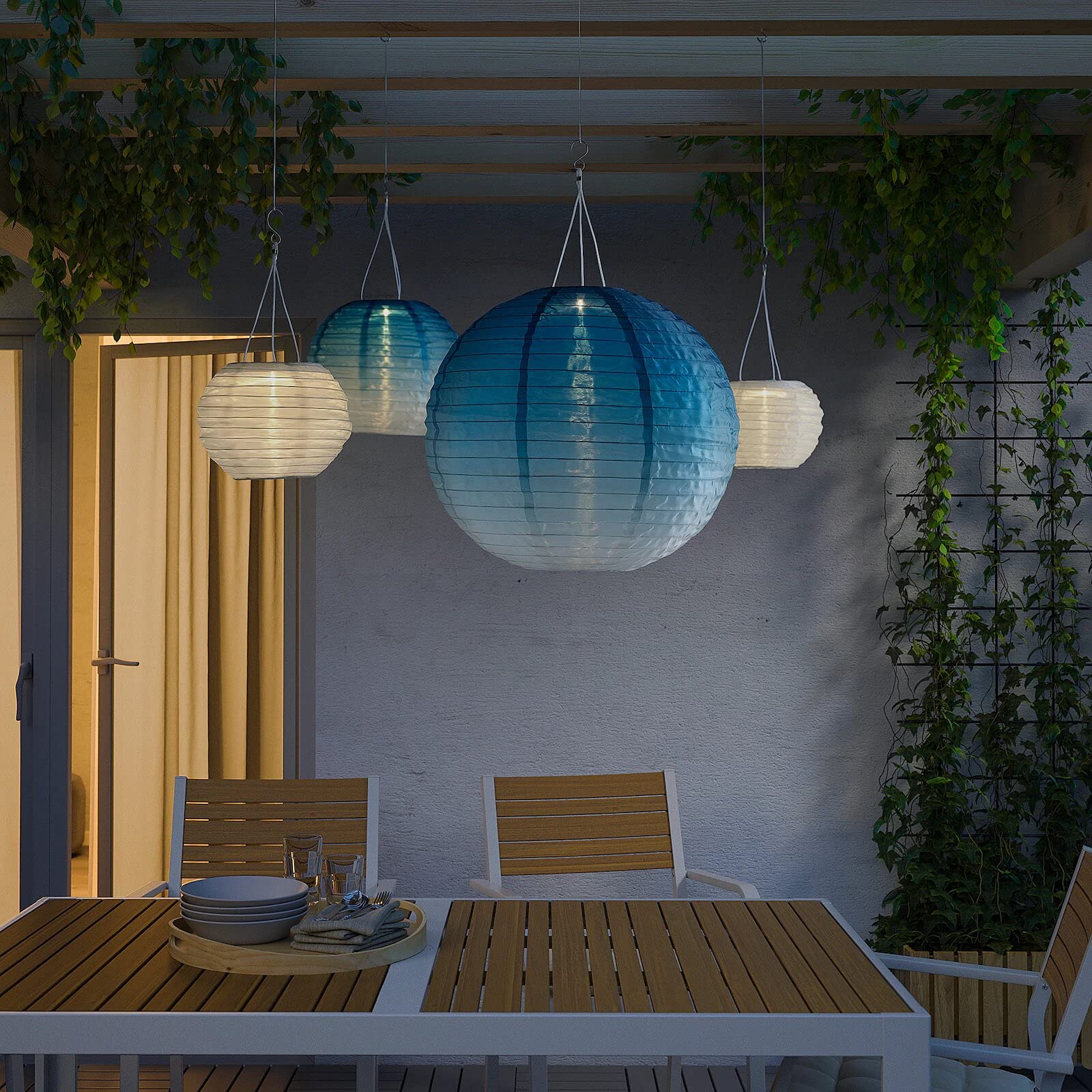 わろてん様IKEA SOLVINDEN 【新品】ライト　オレンジ青8個 Buy Ikea SOLVINDEN LED Solar-Powered Outdoor/Globe Blue Toned
