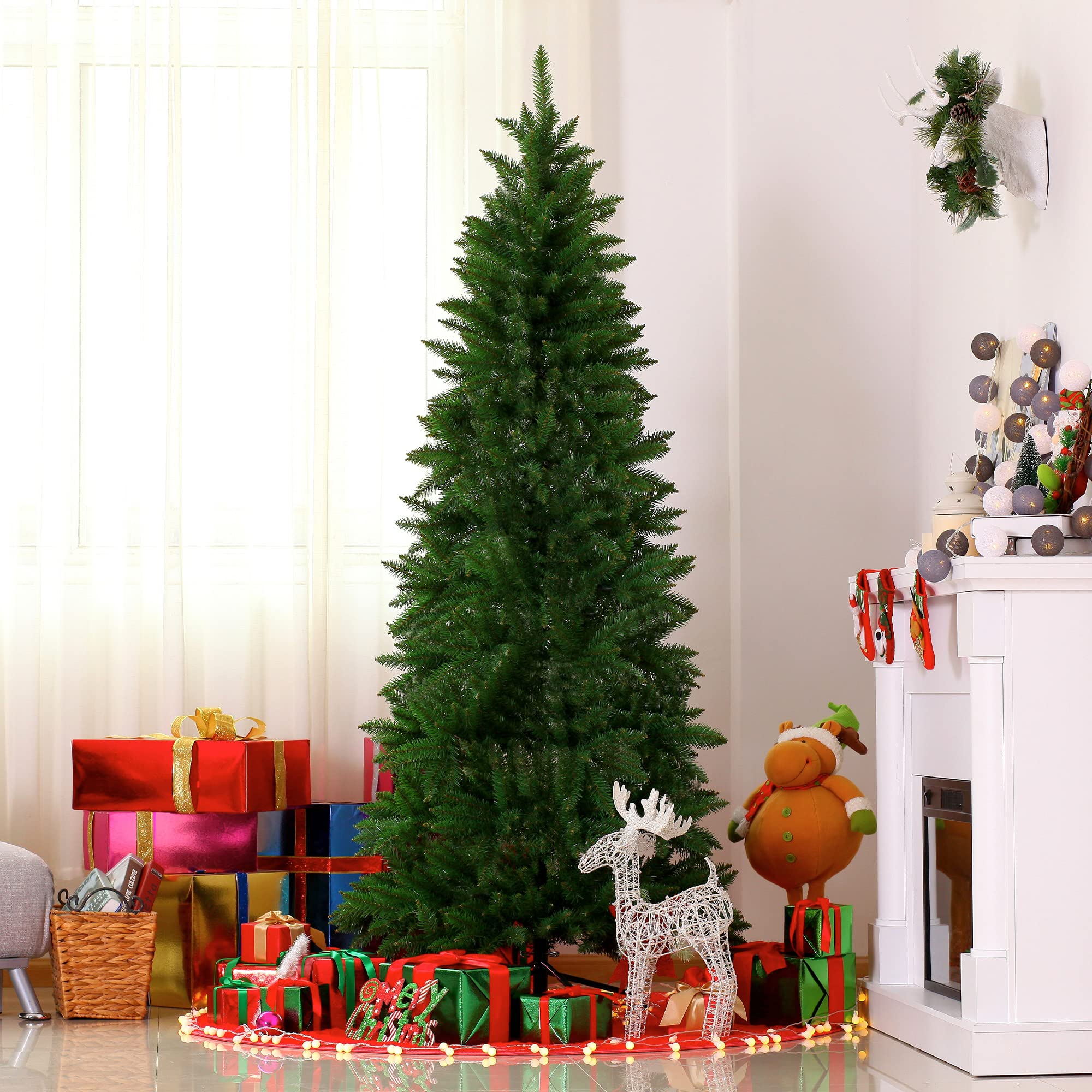 HOMCOM Árbol de Navidad Artificial Árbol con Soporte 210cm 865 Ramas Verde