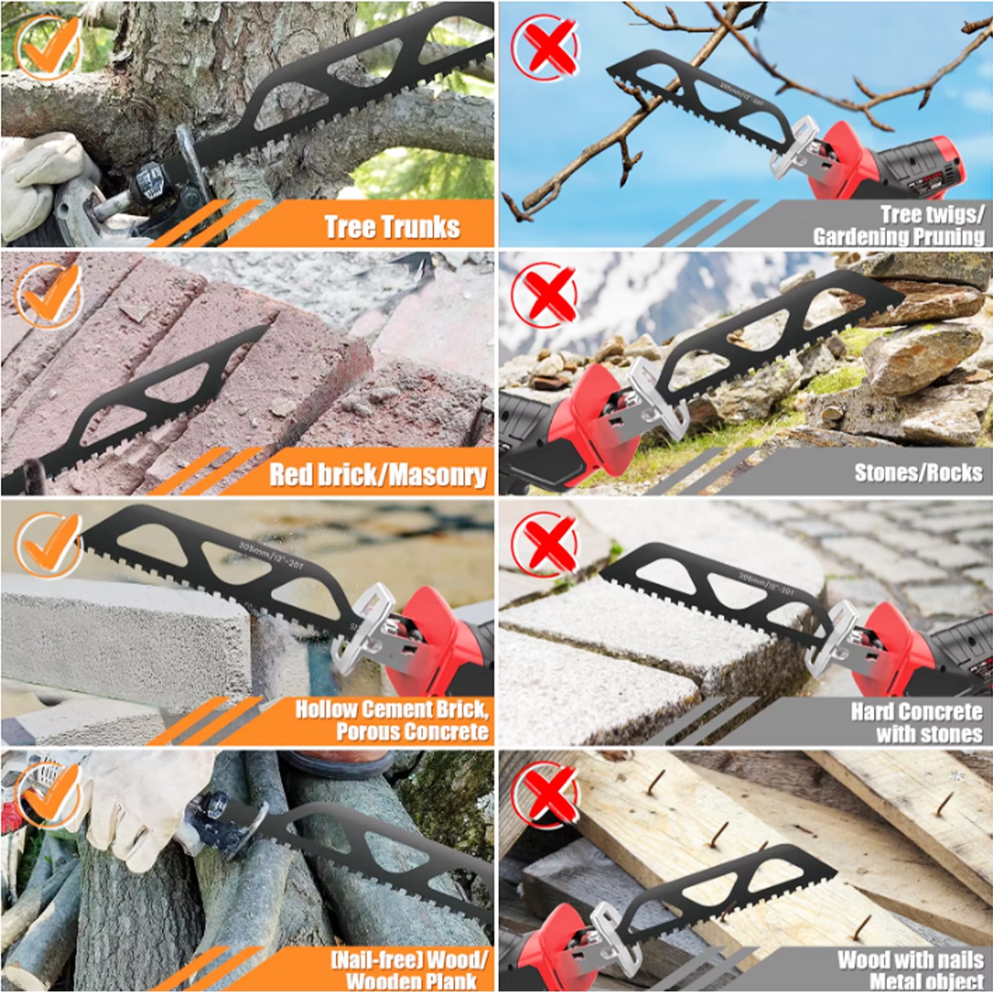 Malfah Reciprocating Saw Blades CONCRETE 18" 450MM 20TPI Handsaw Multi Saw for Cutting Wood Metal Concrete Pvc Fast Straight Solid Pipes Profiles Chipboard Plaster 2