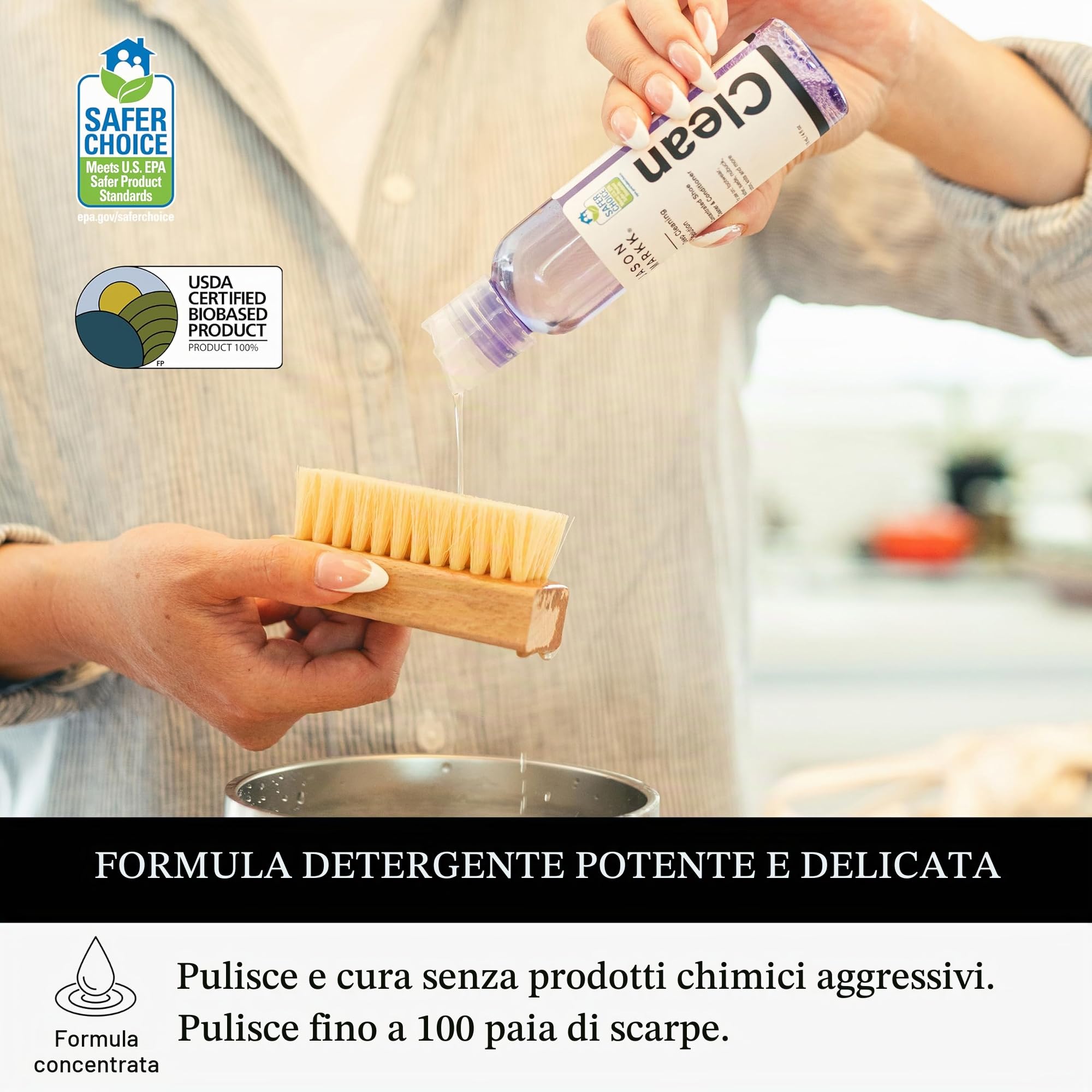 Jason Markk Essential Kit + Spray per la cura delle scarpe, detergente per la pelle delle scarpe, lucidante per scarpe con spray impregnante