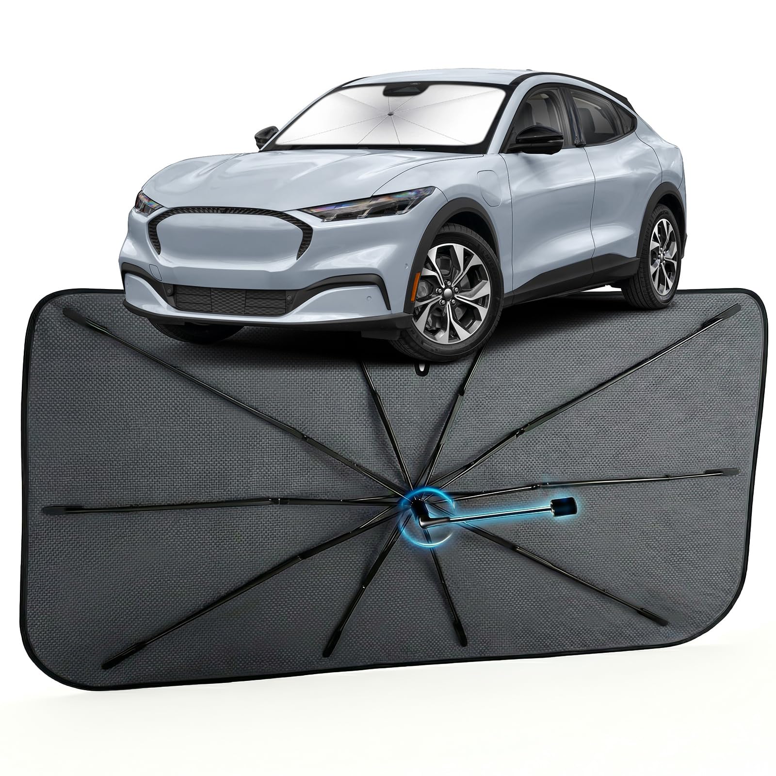 Car Windshield Sun Shade Umbrella for Ford Mustang Mach-E 2021-2026,1:1 Fit