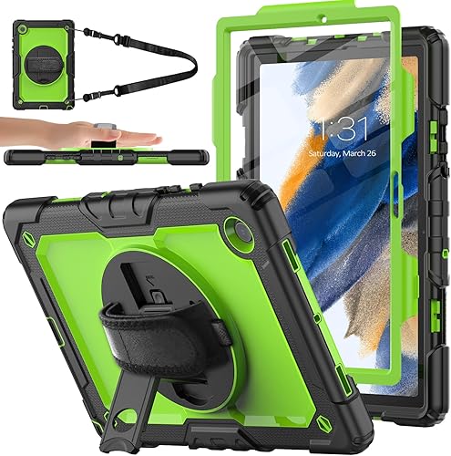 Miniatura 1 de SIBEITU Funda compatible con Samsung Galaxy Tab A8 de 10.5 pulgadas 2022 con protector de pantalla y soporte para lápices, correa de mano giratoria