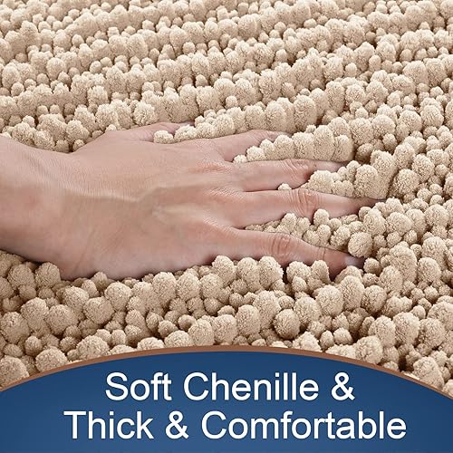 Miniatura 3 de Yimobra Tapete de baño de lujo original de 24 x 17 pulgadas + en forma de U de 24 x 20 pulgadas, suave y acogedor, agua súper absorbente,