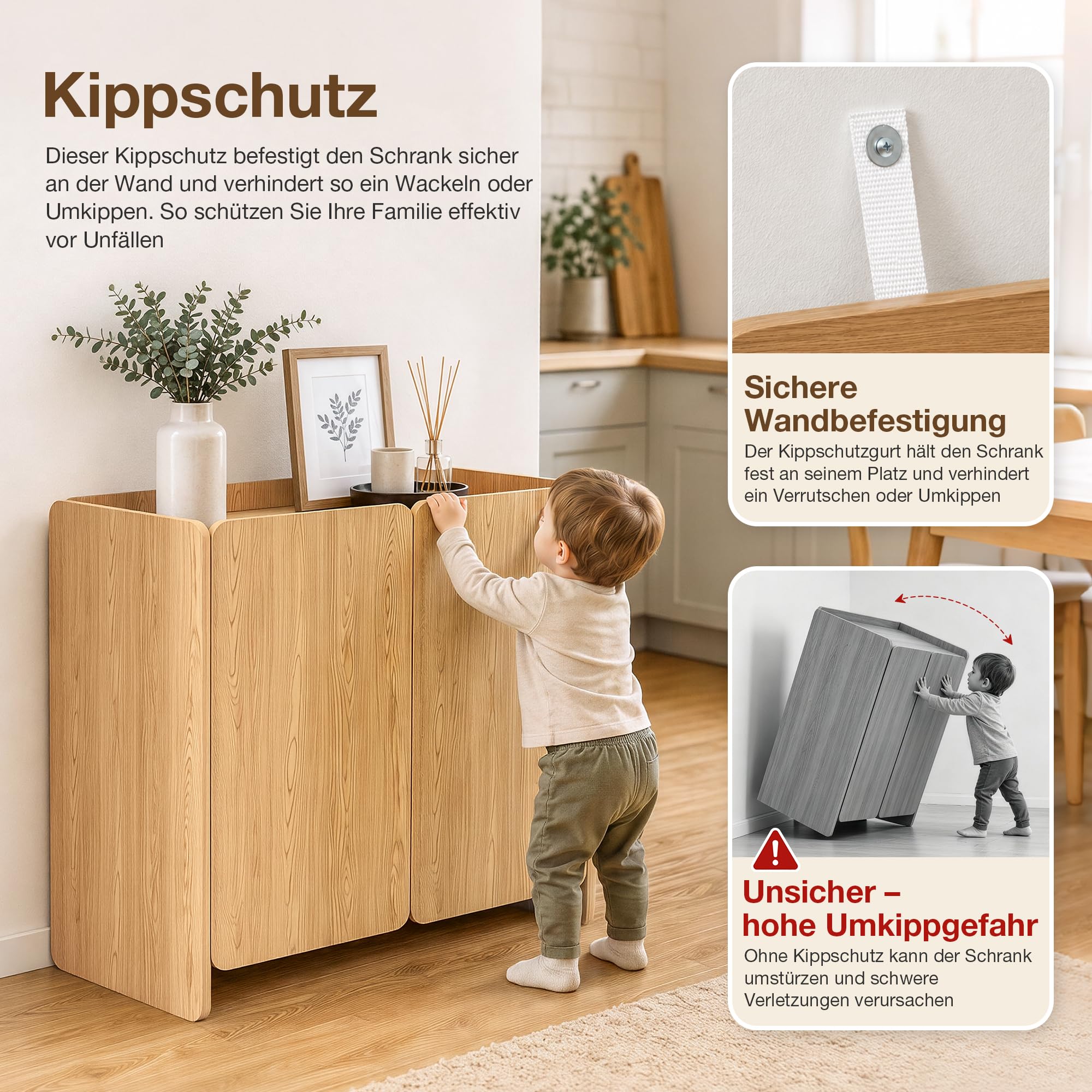 Pamapic Sideboard,Küchenschrank mit 2 Türen,Buffetschrank mit Kippsicherung