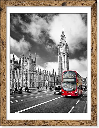 IkaLede Marcos rústicos de 12 x 16 para exhibir imágenes de 11 x 14 pulgadas con paspartú o de 12 x 16 pulgadas sin paspartú, marcos de fotos de