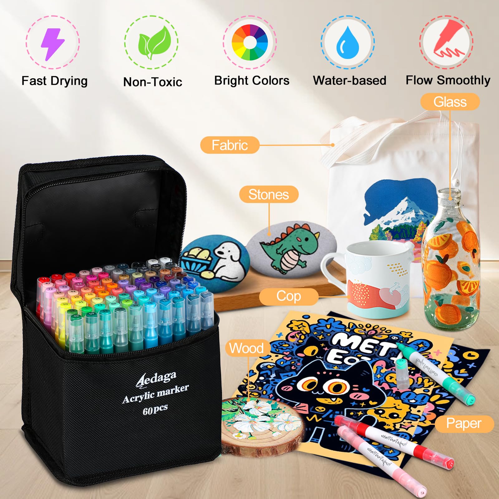 240色 アクリルペイントマーカー ソフトブラシチップペンとマーカー