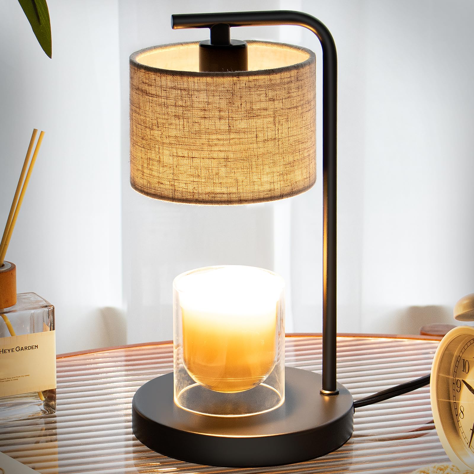 Candle Warmer Lamp with Timer, Dimmable Candle Wax Warmer with 2 Light Bulbs, Height Adjustable Electric Candle Light Scented Candles, Home Room Decor, Gifts for Women Mom