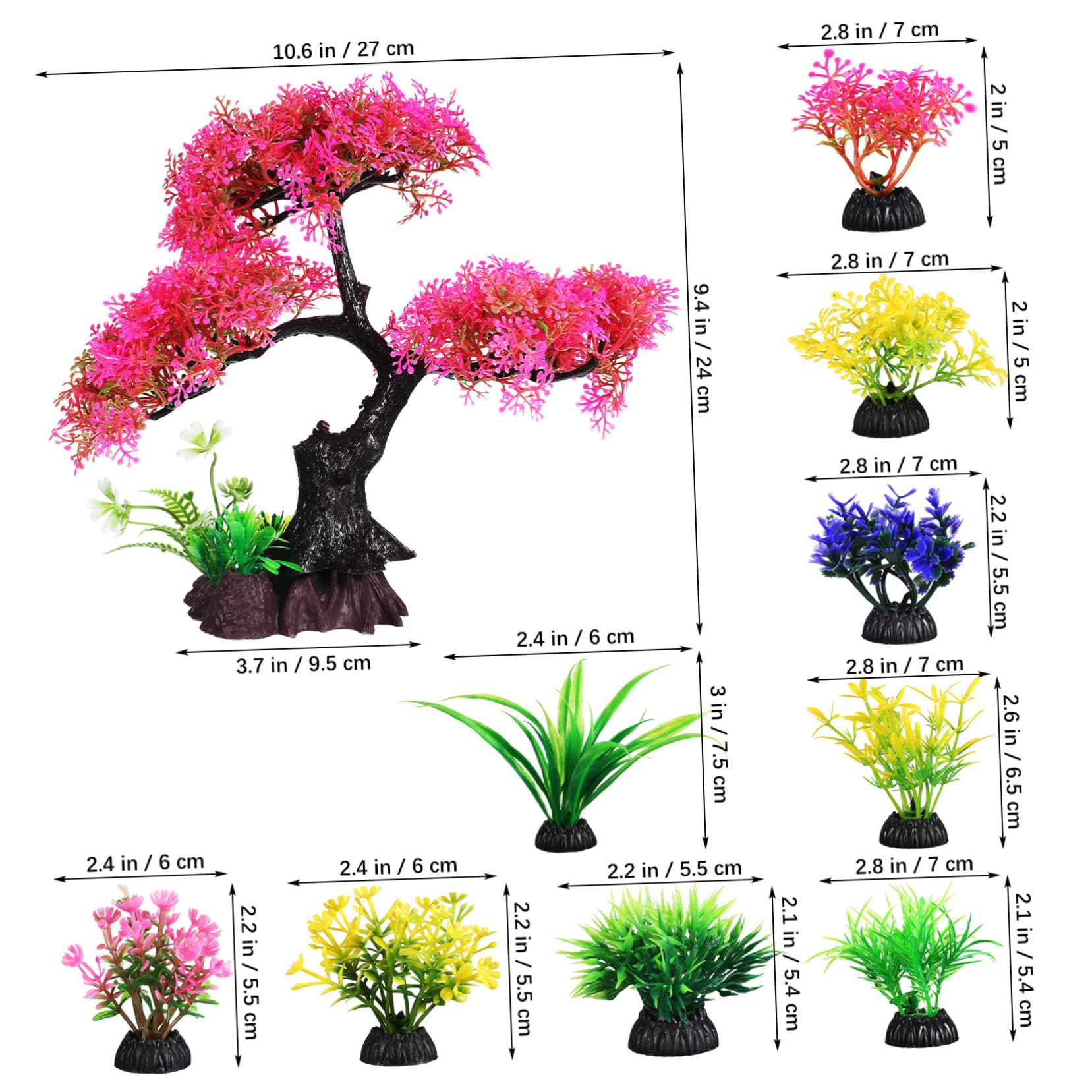 BESTonZON 30 Pezzi Acquatica Di Plastica Albero Di Pino Finte Piante D'Acquario Piante Da Serbatoio Di Pesci D'Acquario Realistico Decorazioni Per Serbatoio Di Pesce