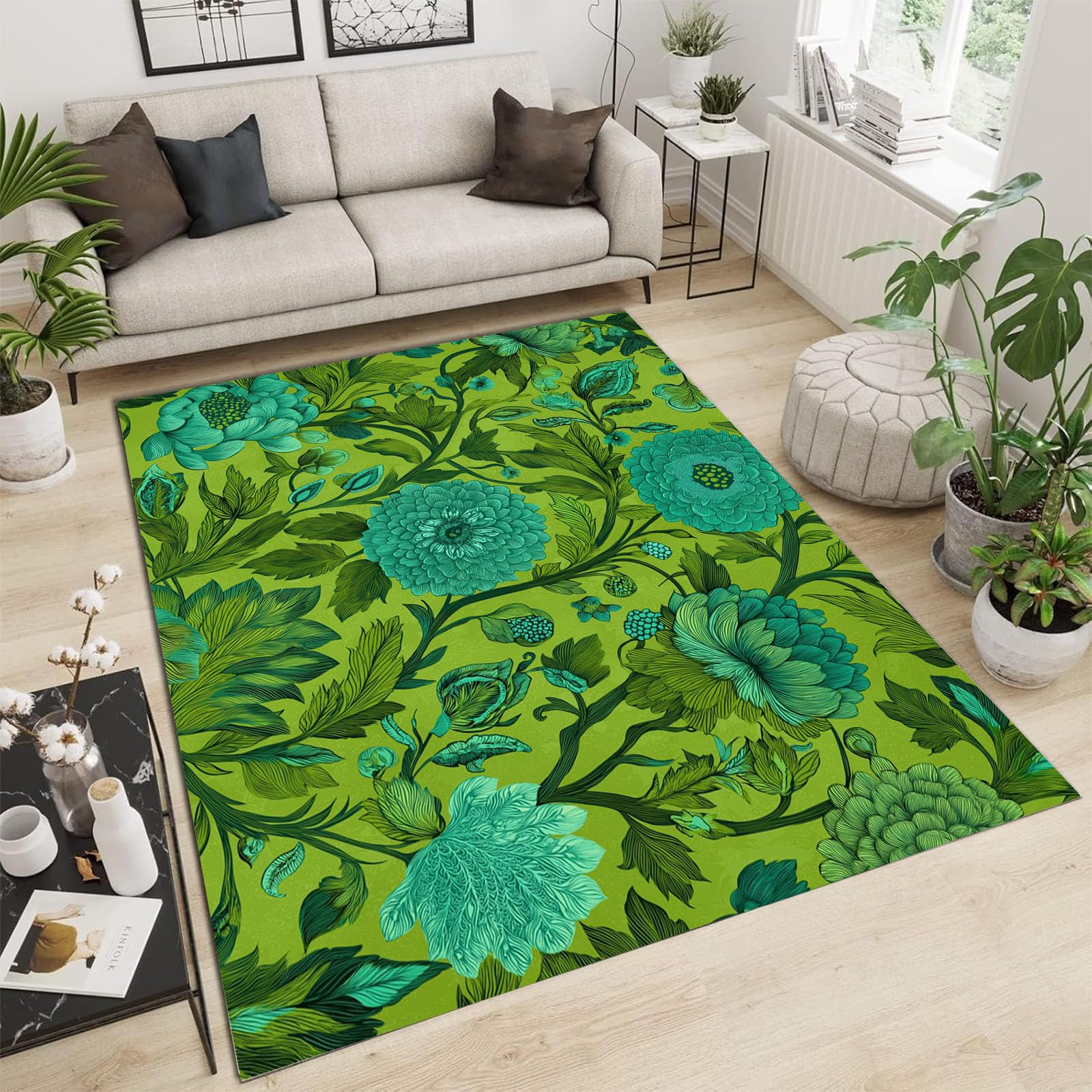 Tapis lavable turquoise 60x90cm résoudra vos problèmes de glisse dans le salon