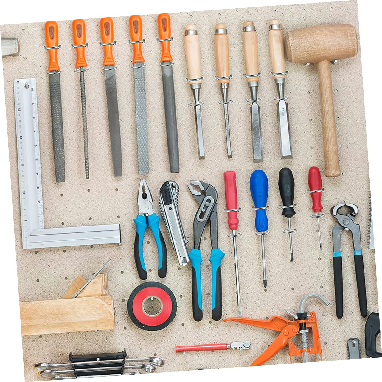 BELLIFFY 5pcs Screwdriver Organizer Racks Double Ring Pegboard Tool Holders Accessory Holders for Efficient Storage Garage Workshop Kitchen and More