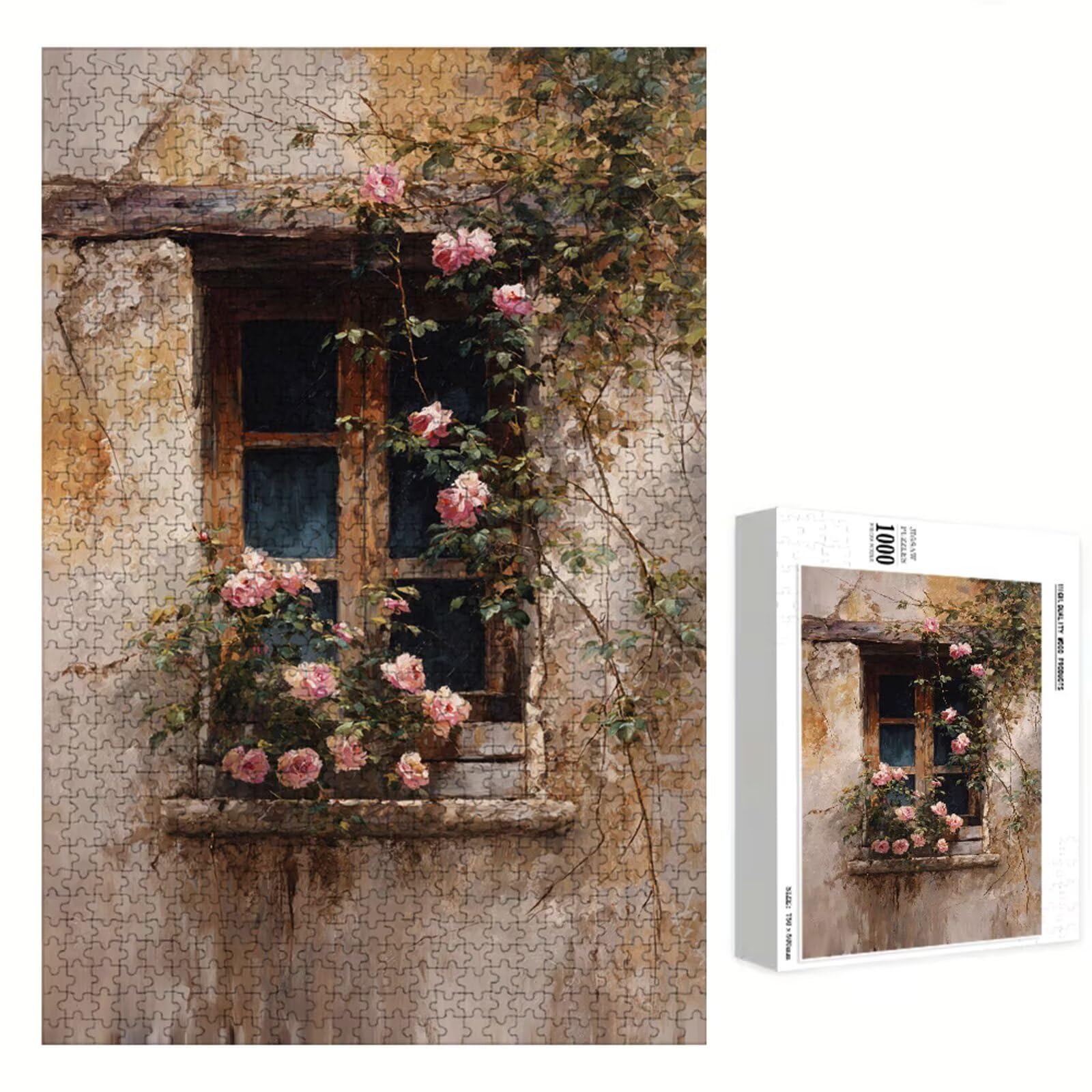 Puzzle 1500 Pezzi - Flower & Davanzale - Puzzle in Legno Durevole con Lettere sul Retro - 87 x 57 cm - Hobby Creativo Senza Polvere - Articolo per Collezionisti e 14 Anni in Su P3#1077