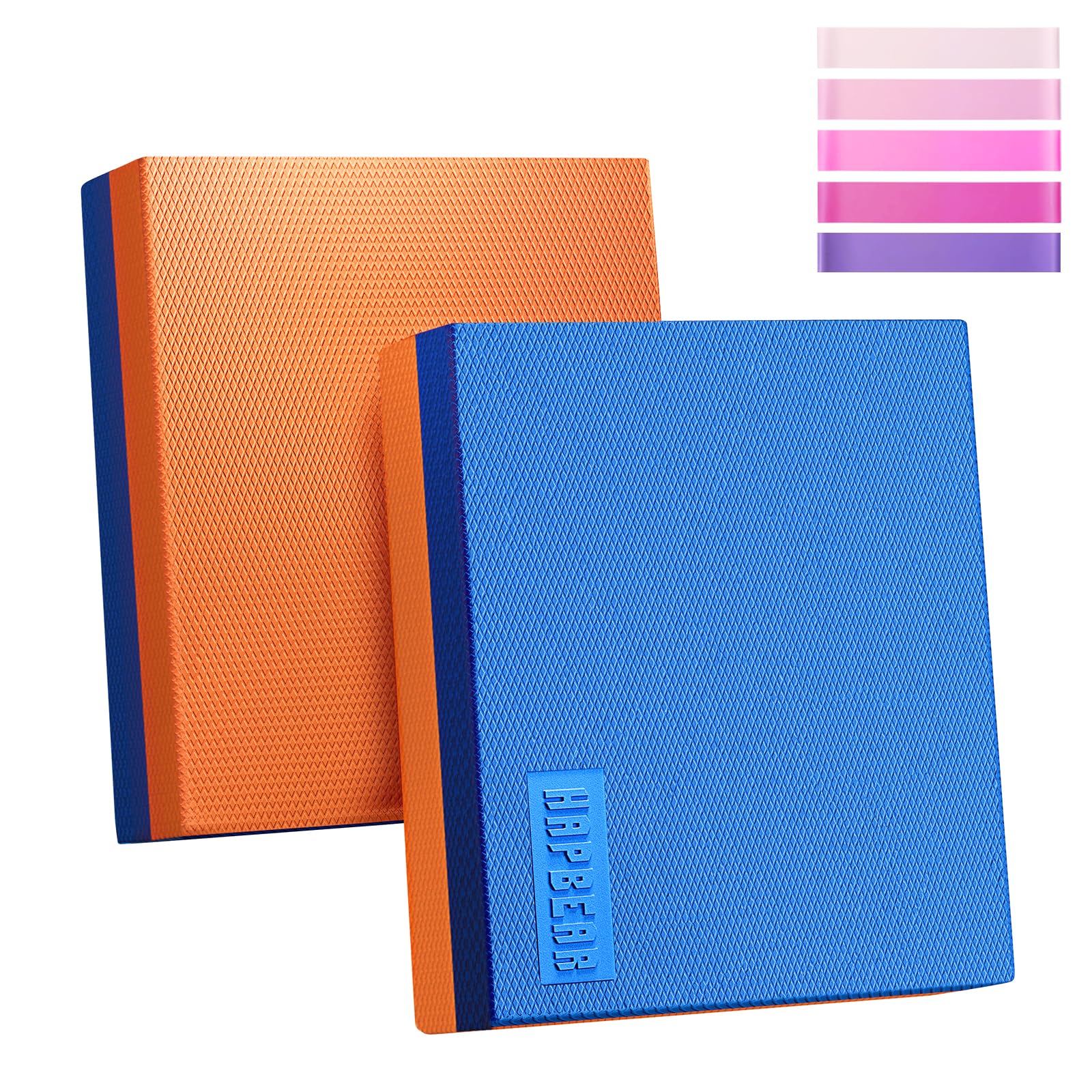HAPBEAR Balance Pad 2er-Sets, 40x33cm rutschfest Balance-Kissen,6cm Dickes Gleichgewichtskissen für Gleichgewicht, Stabilitätstraining, Physiotherapie & Fitness-Kissen,inkl Resistance Band
