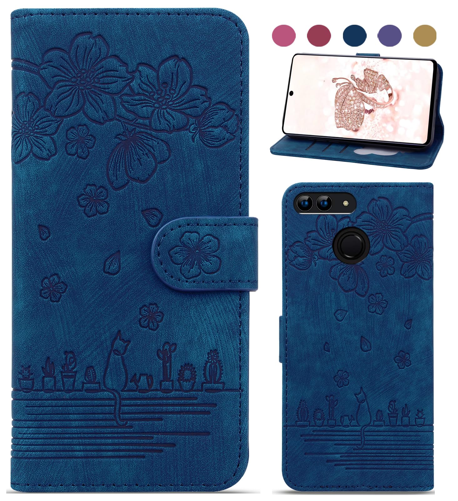 KKEIKO Cover per Huawei P Smart 2018 / Enjoy 7S / Honor 9 Lite, Antiurto Custodia in PU