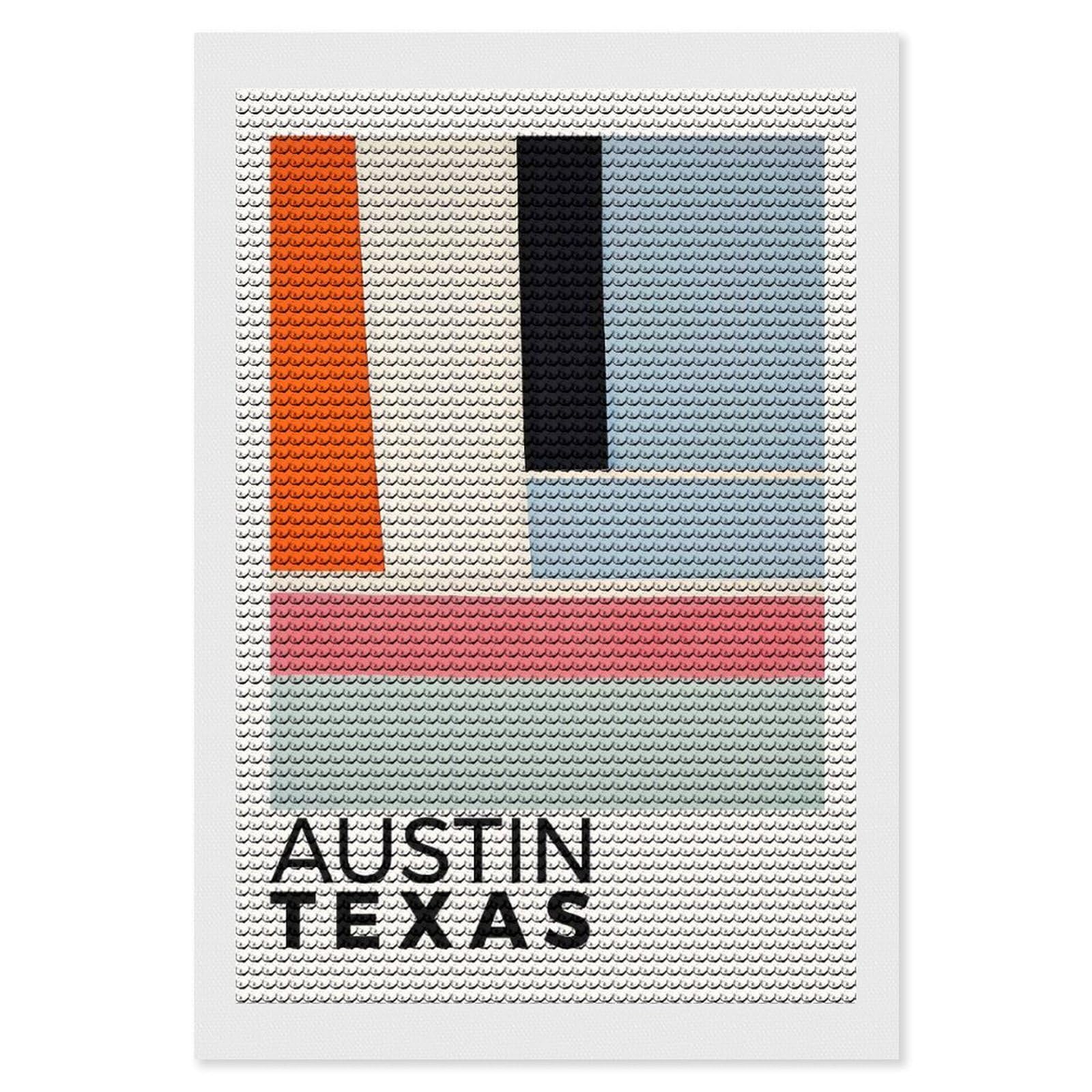 Junmoney Austin Texas Round Drill Diamond Painting 8"x12", Satisfying Creative Project, Complete Accessories, Printed Canvas