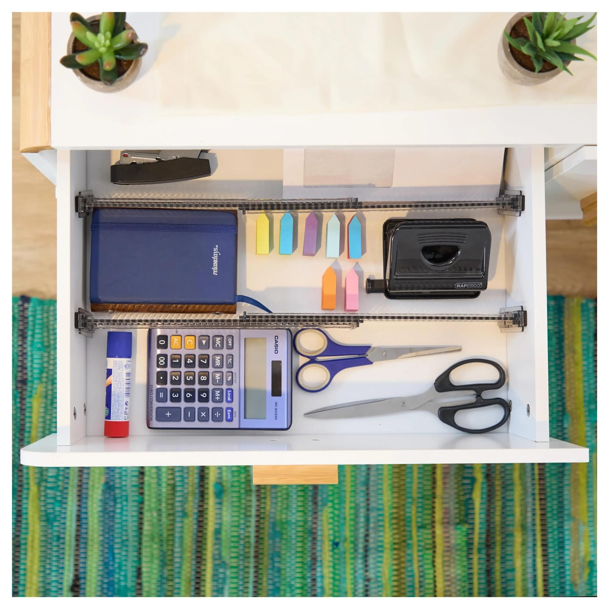 Schubladenteiler, verstellbare Länge von 28 bis 53,5 cm, Küchenaufbewahrung, Organizer, Kunststoff, transparent,(8 Set)