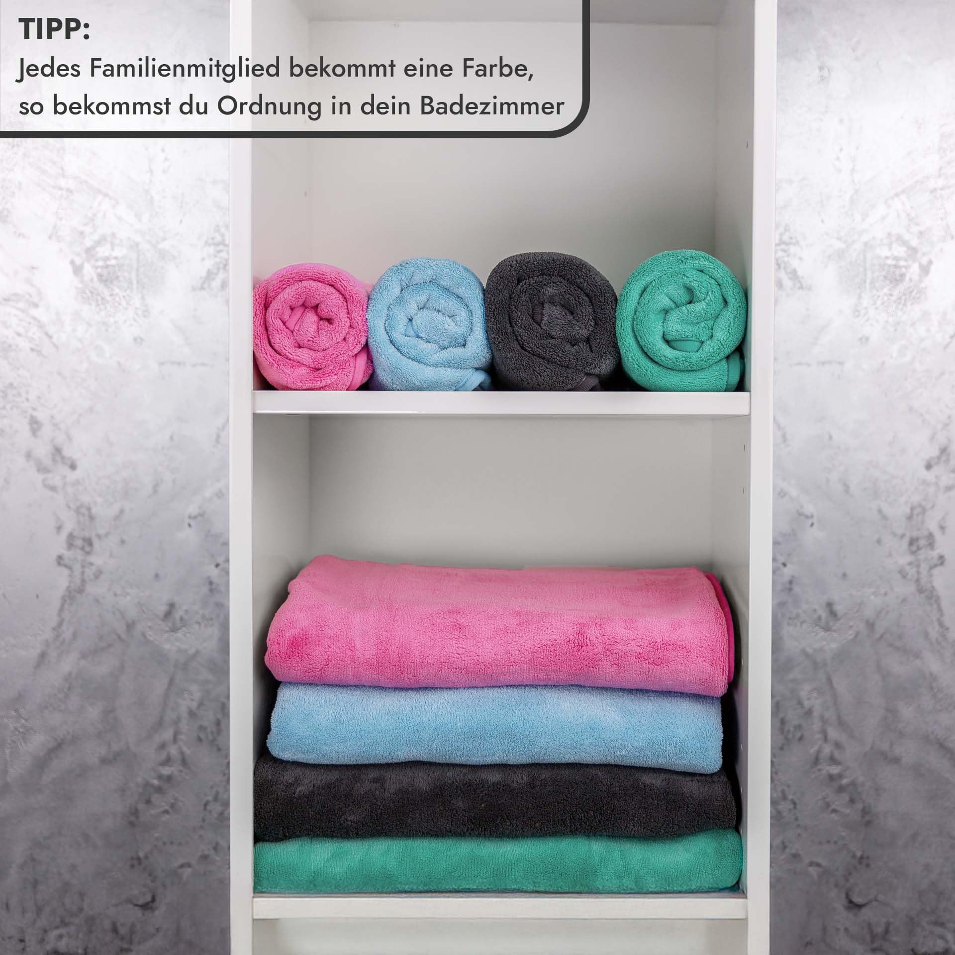 unicopuro® Soft Touch Microfaser Handtuch 140 × 70 cm anthrazit 4er Set – vielseitiges Multifunktionstuch mit 3 L Saugkraft – für Körper, Babyhaut, Haustiere & Bad – superweich & waschbar bei 60 °C
