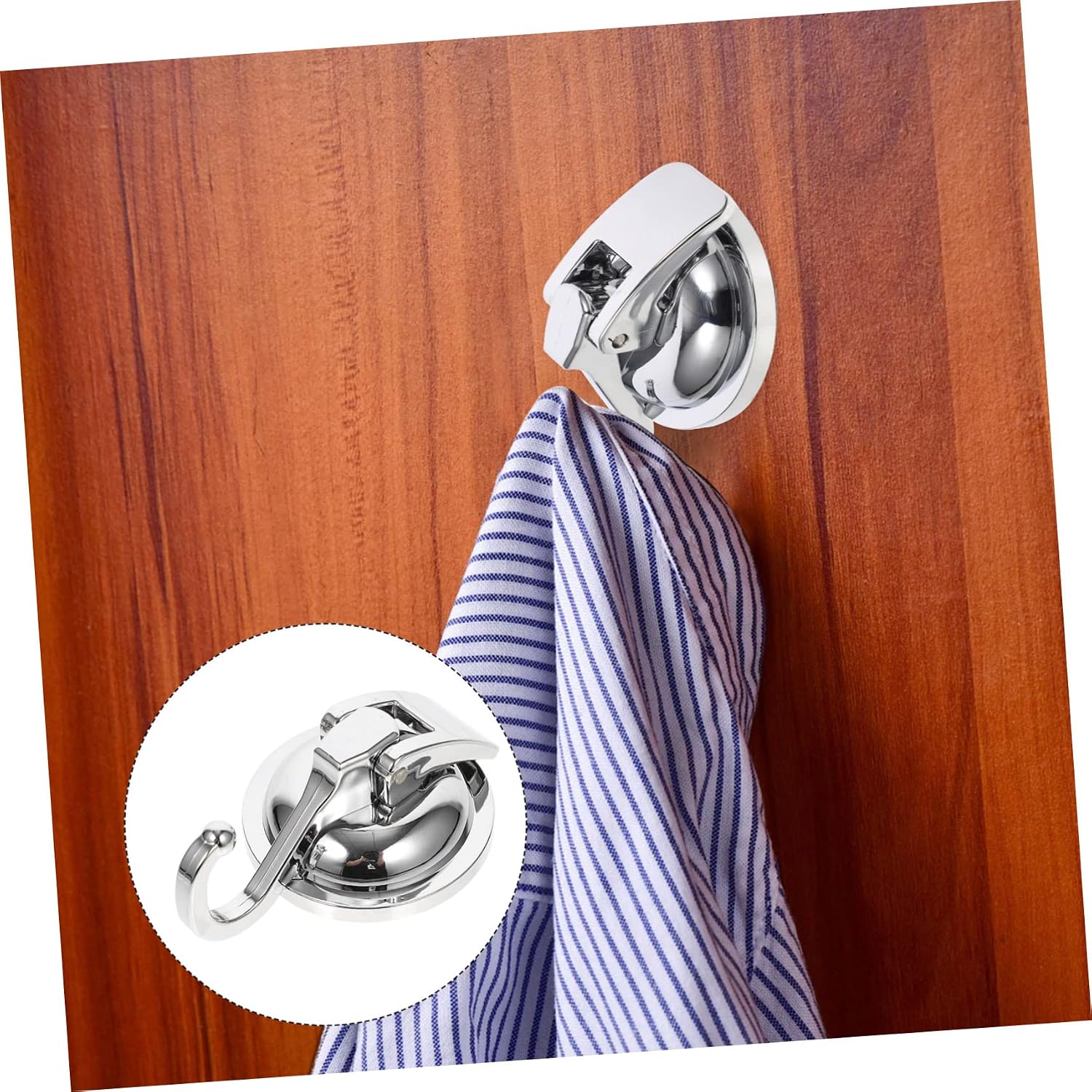 Mobestech Strong Vacuum Suction Cup Hook Reusable No Drill Kitchen Bathroom Wall Hook Silver Heavy Duty Suction Cup Holder for Coats Keys Bags and Umbrellas Smooth Surfaces image 5
