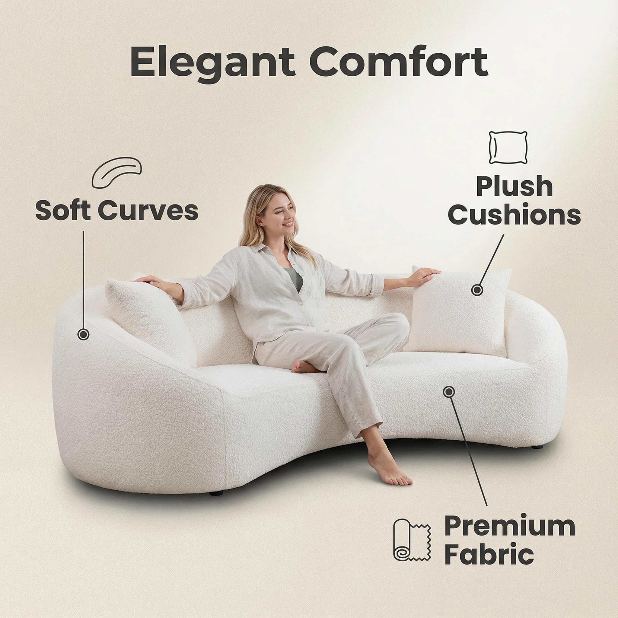 Amazon.com: SSC SATISUNCASA 2026 New 92'' Curved Boucle Sofa