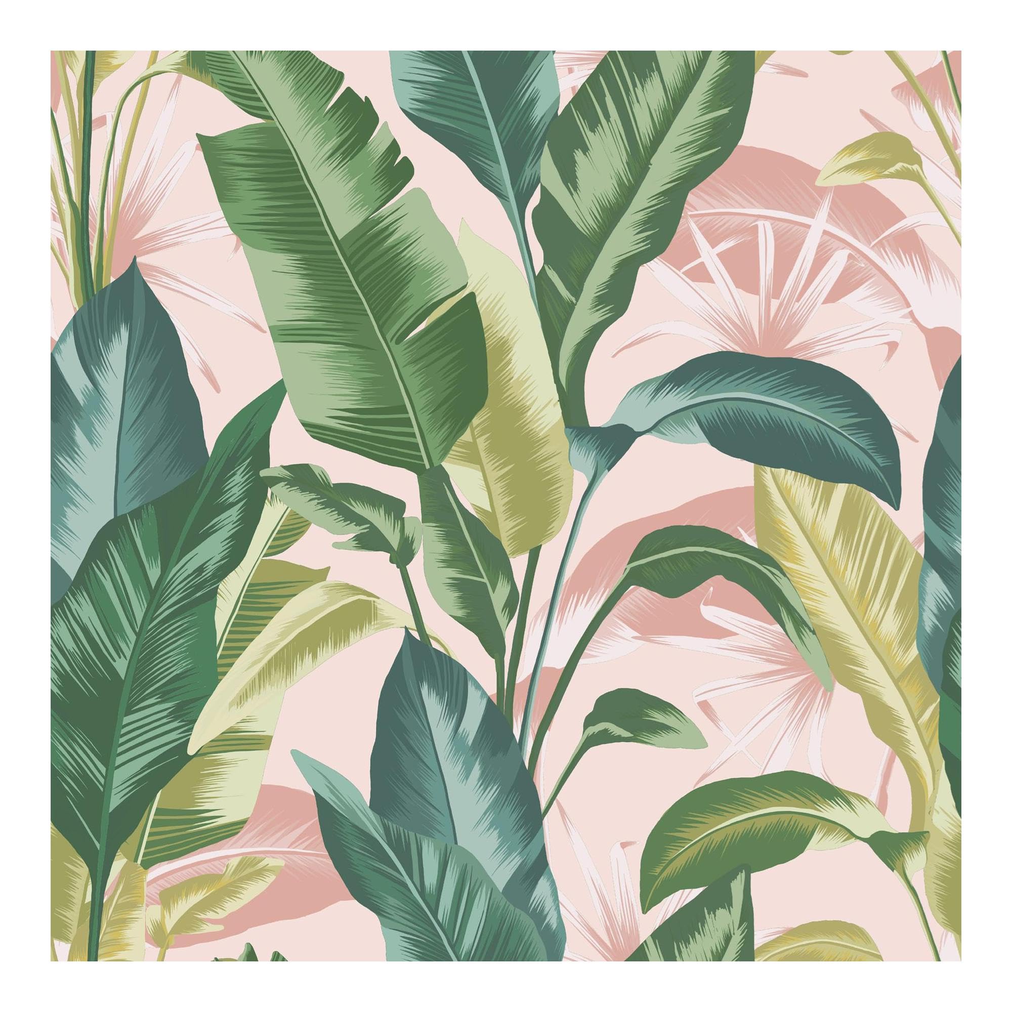 Graham & Brown Envy Leaf It Out Sunrise Tropical Leaf Wallpaper | Paste the Wall Application | Pink Leaf Wallcovering | Eco-Friendly