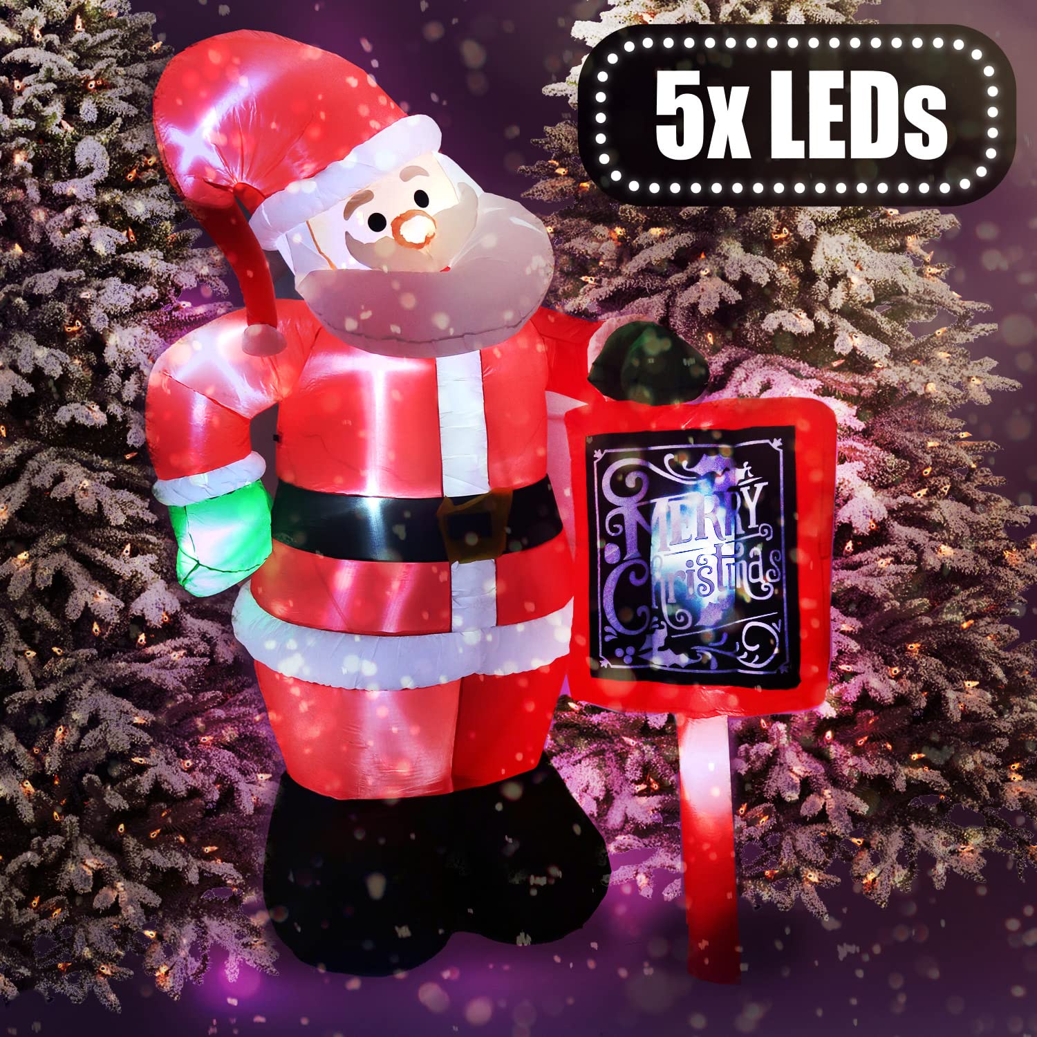 TRONJE Père Noël Gonflable 300cm - LED illuminé Santa Claus XXL Figure de Saint-Nicolas décoration de Noël IP44 extérieur