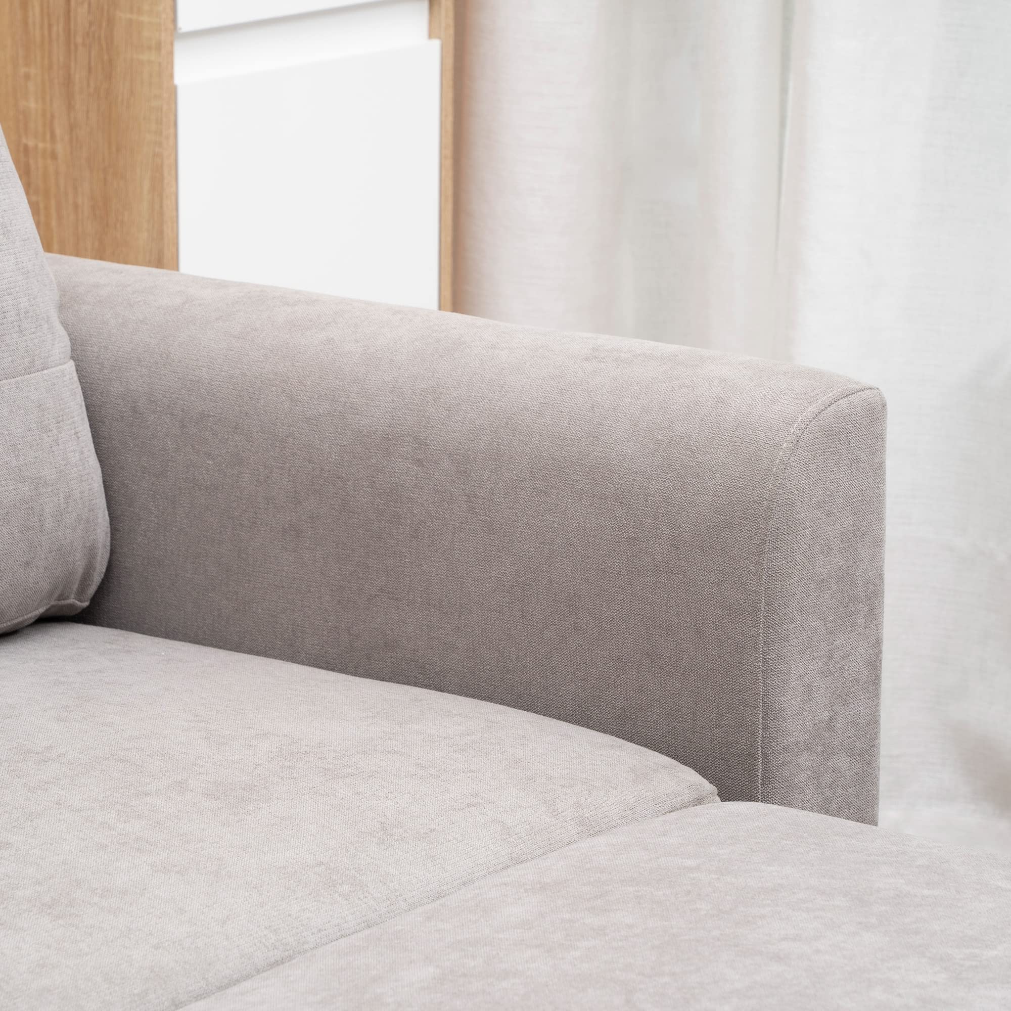 HOMCOM Divano Letto Angolare 3 Posti con Chaise Longue 217x134x85cm Grigio | Contenitore, Rivestimento Effetto Lino