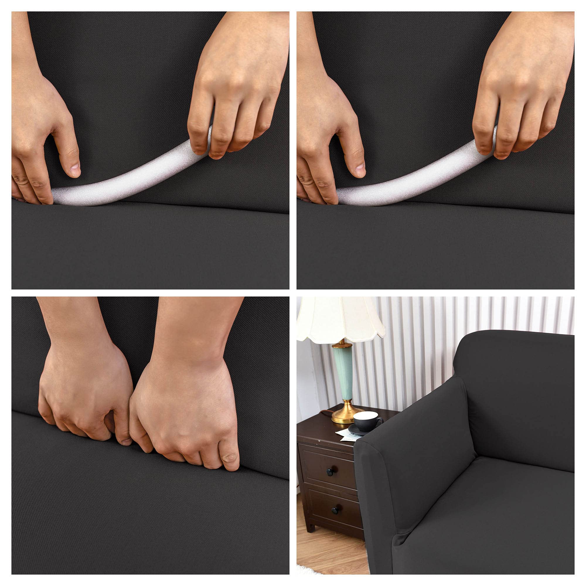 Poligino Sofabezug 3 Sitzer Wasserdicht, Sofahusse Elastisch Universal, Sofa Cover Stretch 3 Sitzer (180-220 cm) Dunkelgrau