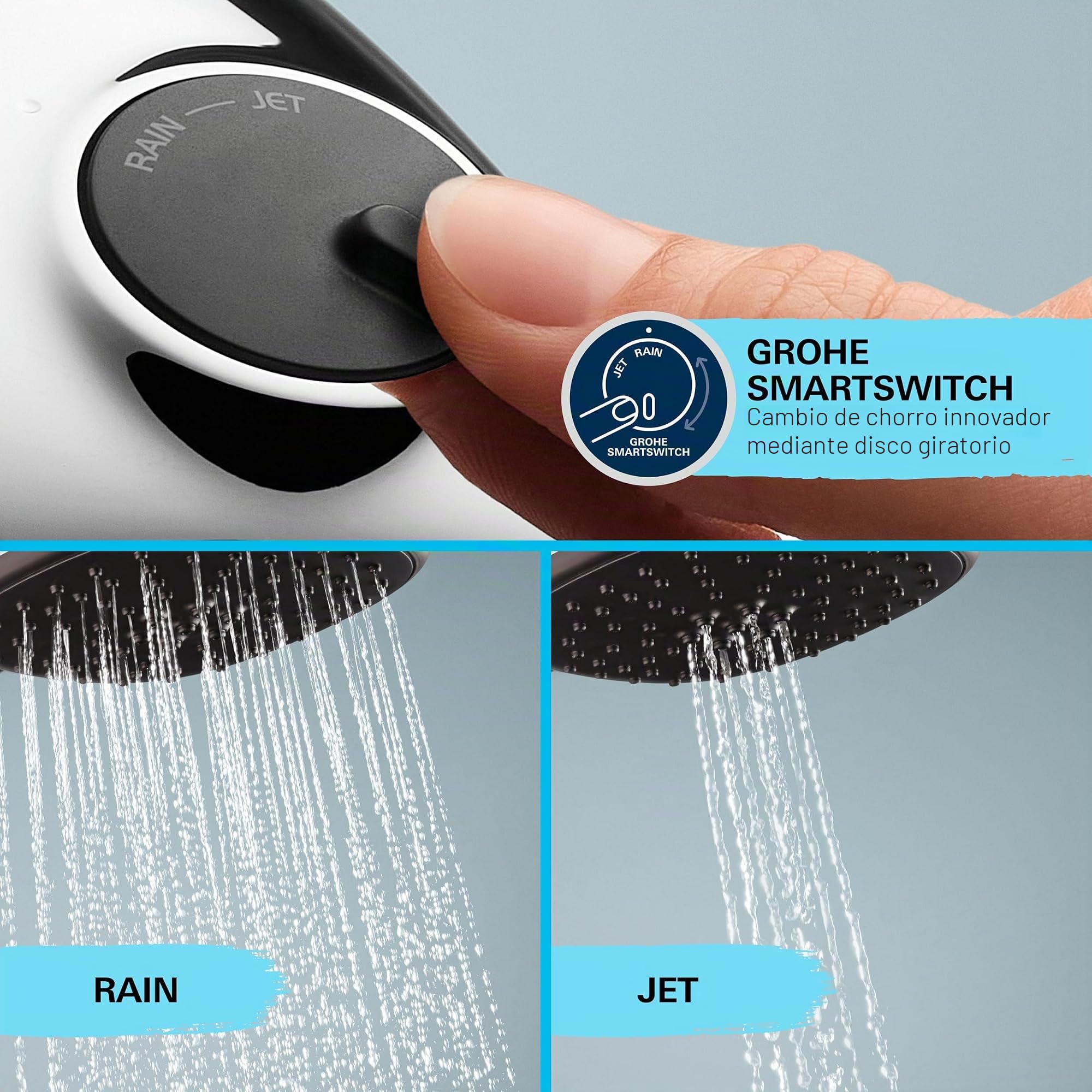 GROHE Vitalio Start 110 Conjunto de barra de ducha (ahorro de agua, 2 tipos de chorro, barra de ducha 600 mm, flexo de ducha 1750 mm), Cromo 2794810E
