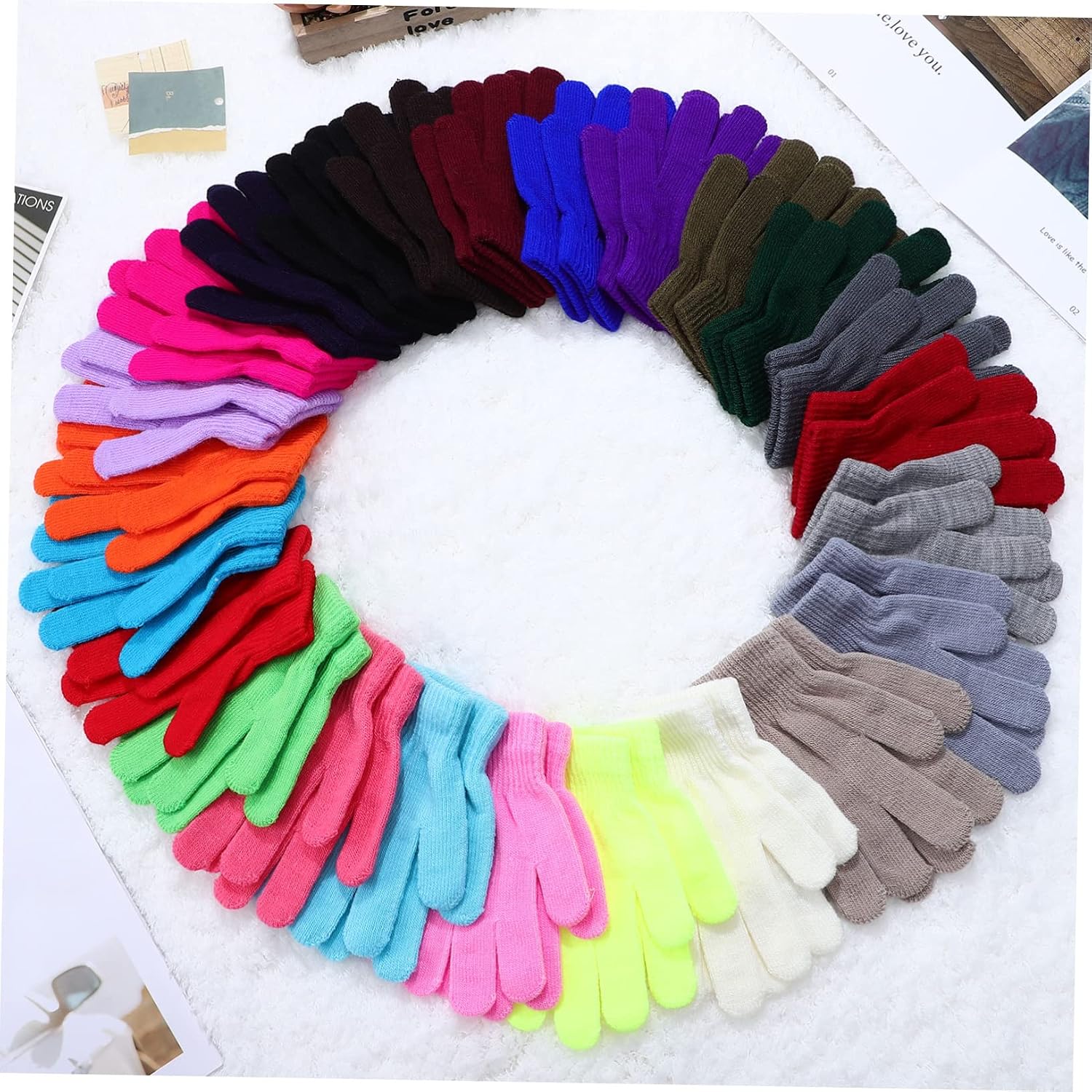 BESPORTBLE 24pairs Knitted Boy Girl Gloves Boys and Girls Finger Gloves Hand Warmers for Winter