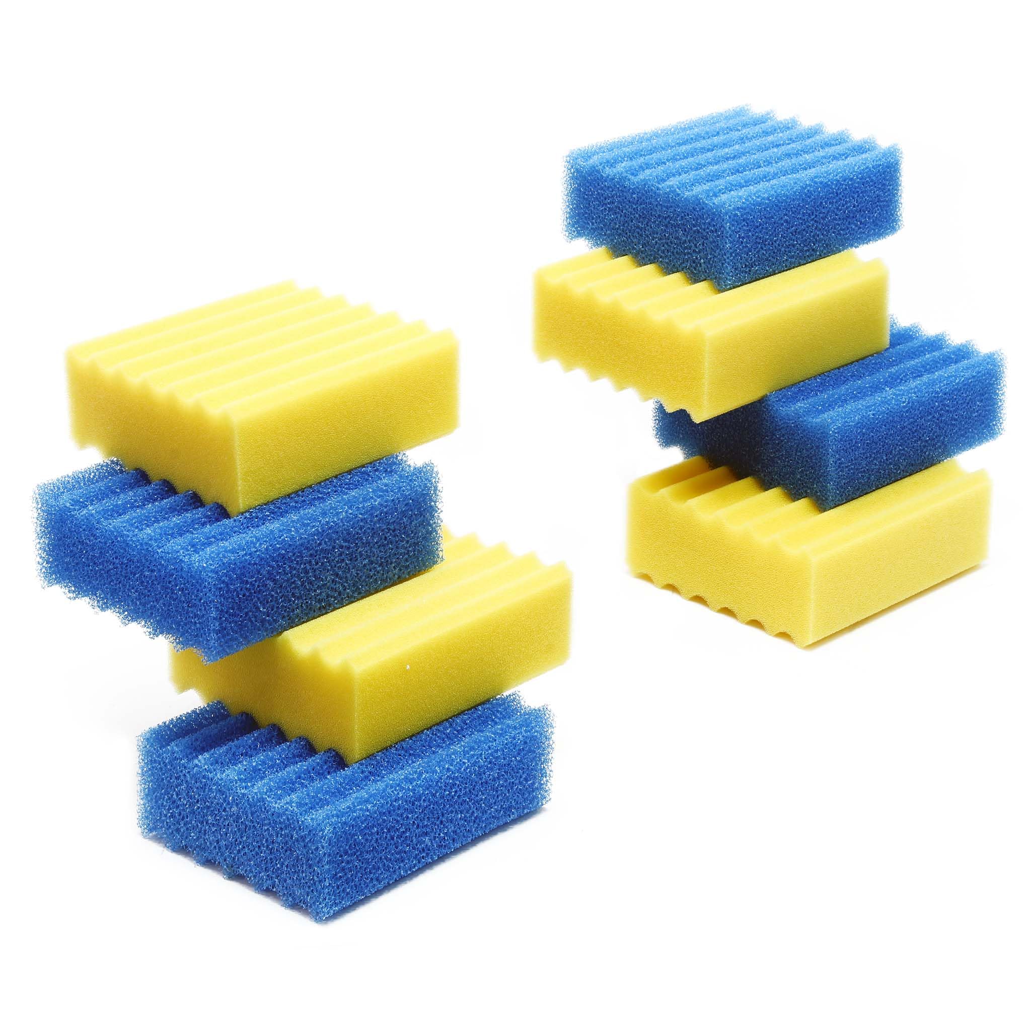 SunSun Lot Complet de 8 éponges filtrantes pour Filtre Biologique CBF-350B et CBF-550-4 Jaunes, 4 Bleues - Pièce détachée Mousse de Filtration - Matériaux filtrants pour Bassin Piscine Eau