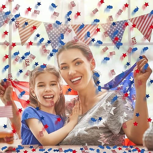 Miniatura 6 de Confeti patriótico para mesa de estrellas del Día de la Independencia, rojo, blanco, azul, lentejuelas, confeti, decoración del 4 de julio, confeti