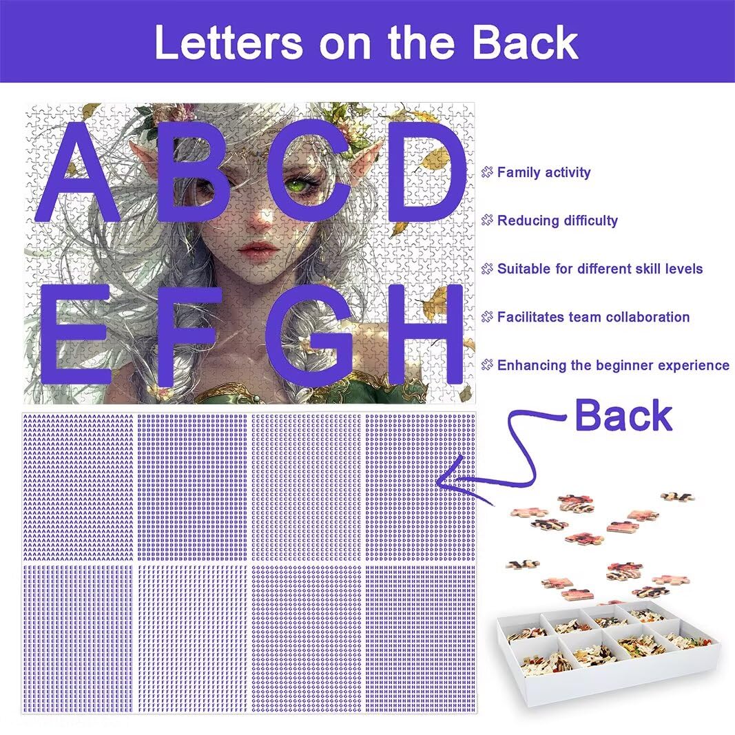 Elfy puzzle dla dorosłych 5000, 5000 puzzli dla dorosłych, 156,5 x 105,5 cm twarde niemożliwe drewniane puzzle, wymagająca gra dla całości, prezenty dla mężczyzn, motyw: (piękno), -8021