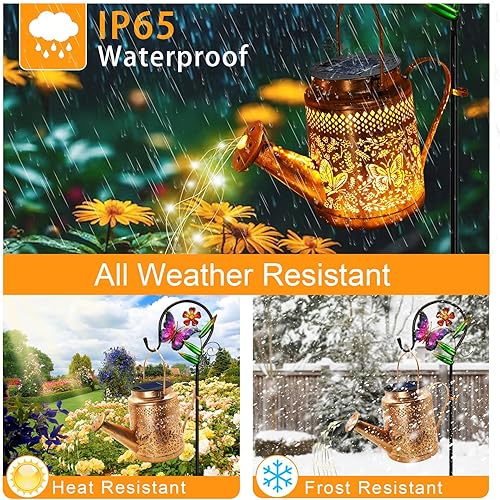 Miniatura 20 de Faroles solares impermeables para exteriores, regadera de colibrí, decoración de jardín, luces solares colgantes para camino, arte de patio