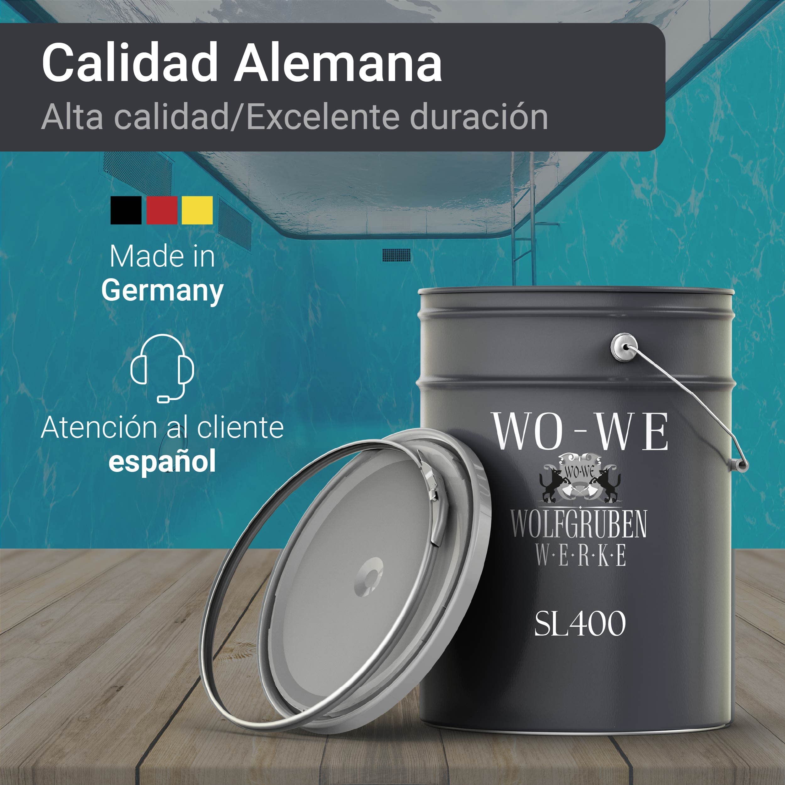 WO-WE Pintura para Piscinas Estanques Protección Resistencia Duradera SL400 Blanco - 5L