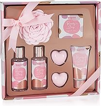 BRUBAKER Cosmetics 7-Piece Bath and Shower Set Rose Fragrance Decorative Vintage Box Rose Gold Gift Idea for Women
