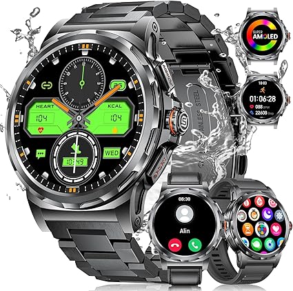 LIGE Montre Connectée Homme 1.43'' AMOLED, 800mAh, Bluetooth, 200