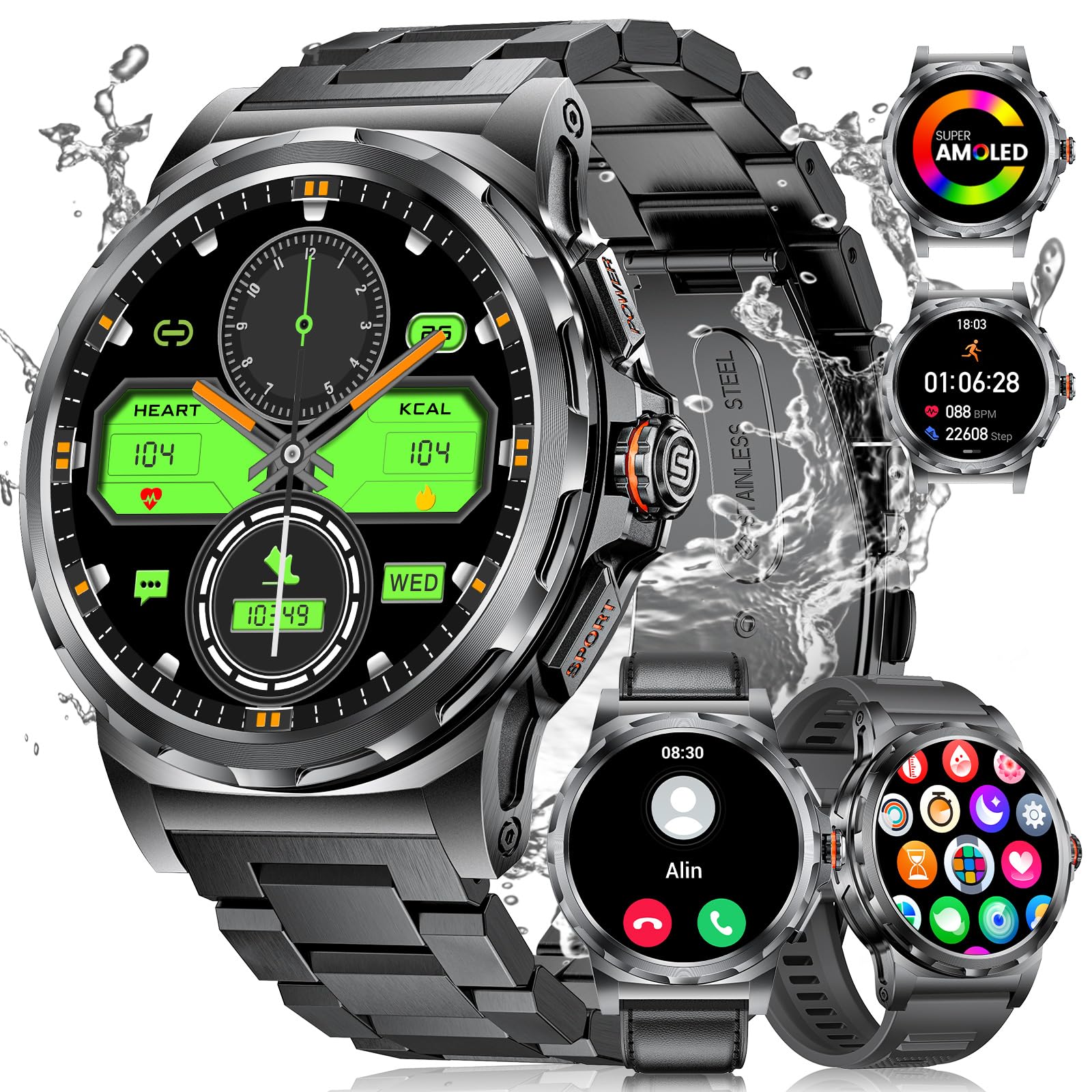 Montre Connectée Homme Avec Appel Bluetooth, 1.52'' Montre Connectée