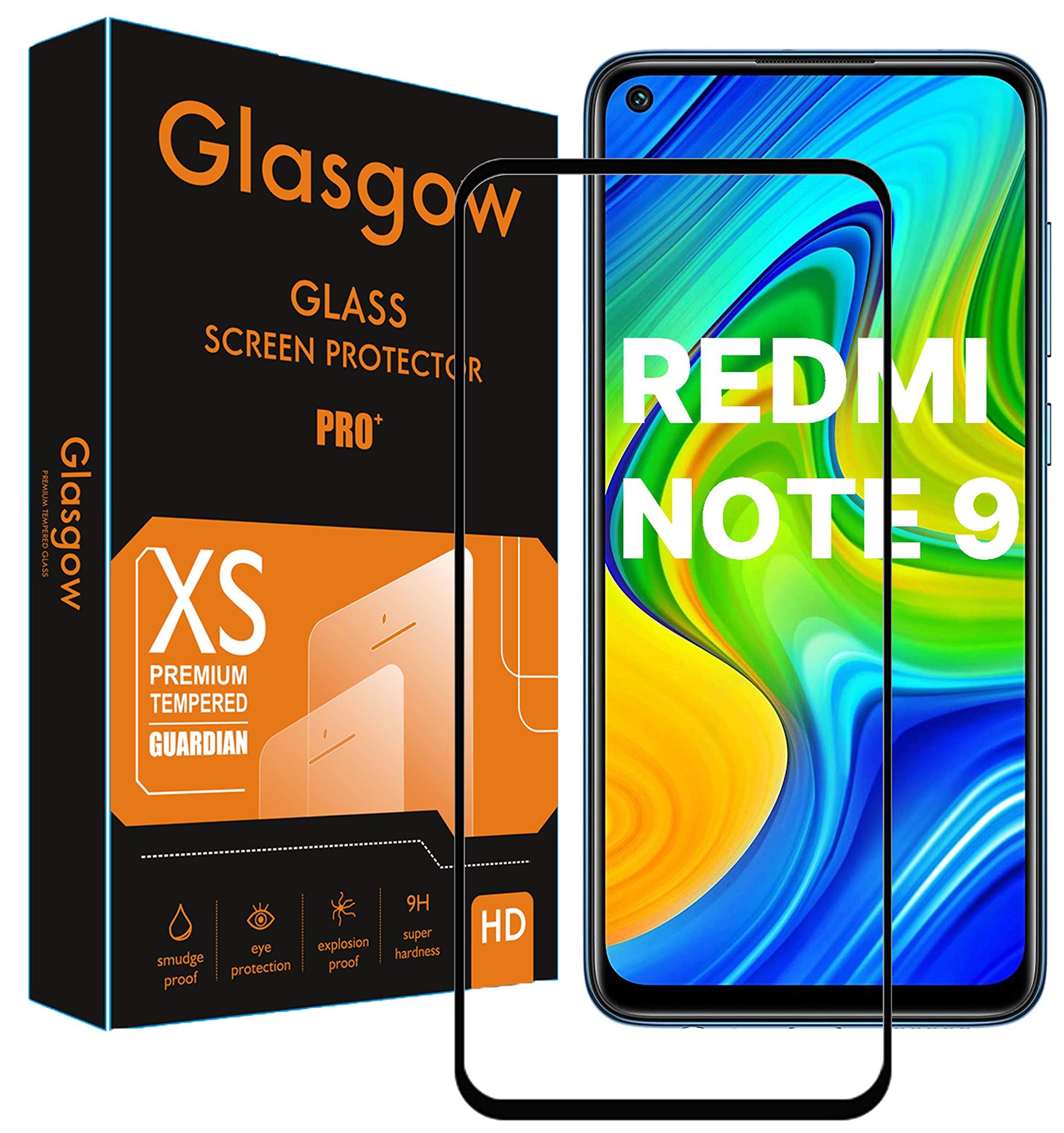 Glasgow |For Mi Redmi Note 9 | Tempered Glass Screen Protector Guard | Full Glue Curved Tempered Glass | Bubble Free Installation | Gorilla - Black (B08DY6XXXY) Amazon Price History, Amazon Price Tracker