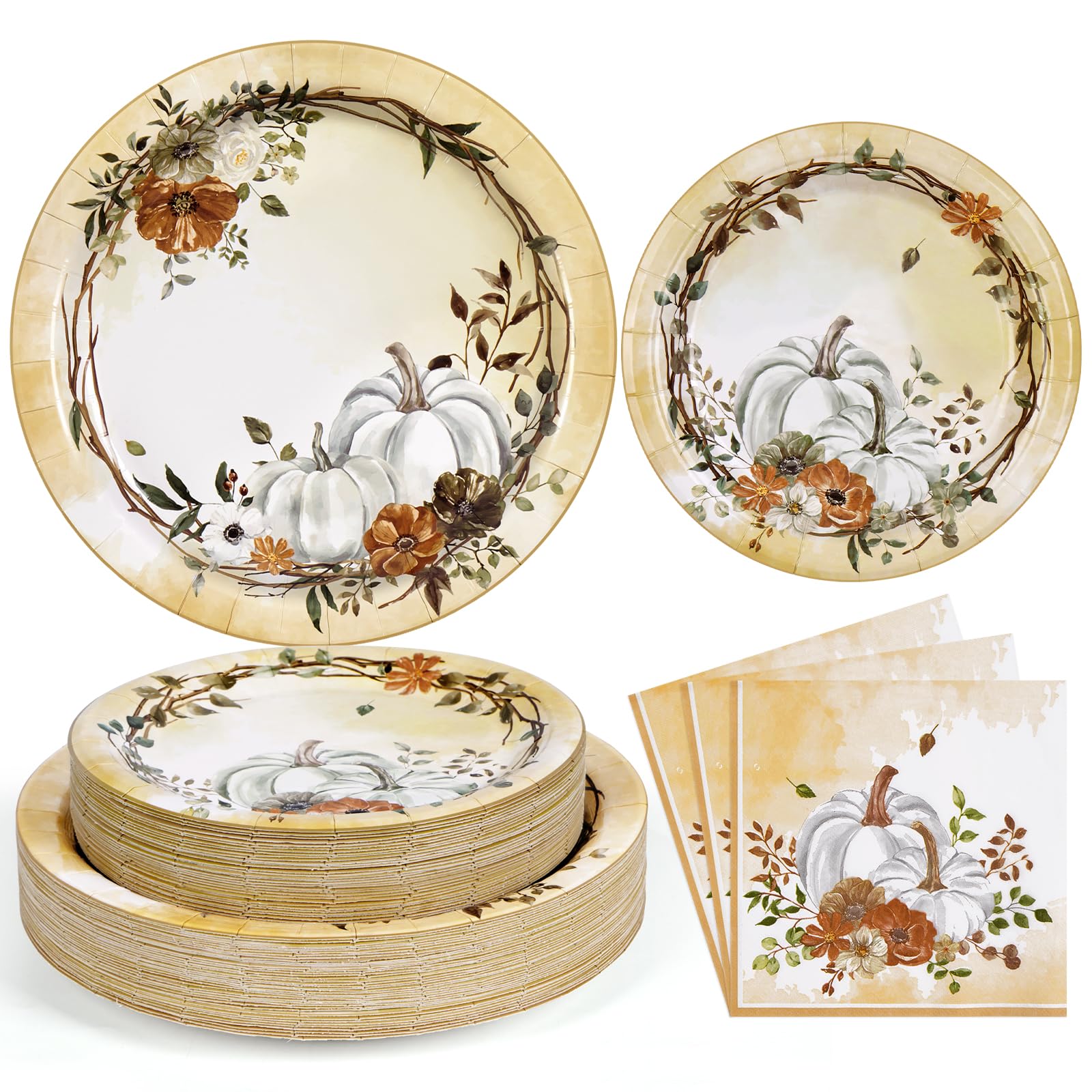 Amazon.com: Homlouue Thanksgiving Plates and Napkins Sets, Fall Plates ...